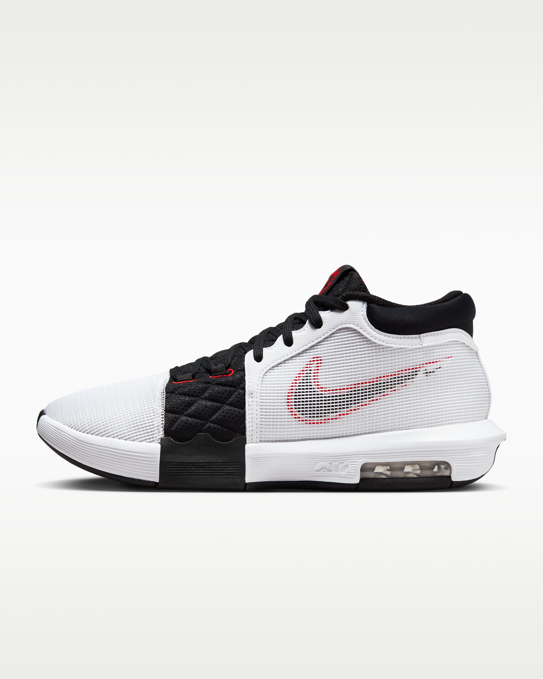 Calzado de básquetbol LeBron Witness 8 - Blanco/Rojo universitario/Negro