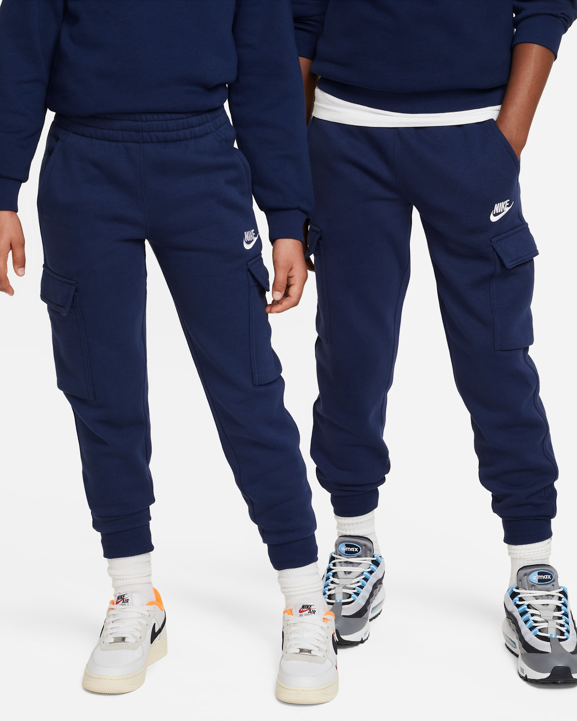 Pantaloni cargo Nike Sportswear Club Fleece – Ragazzo/a - Midnight Navy/Midnight Navy/Bianco