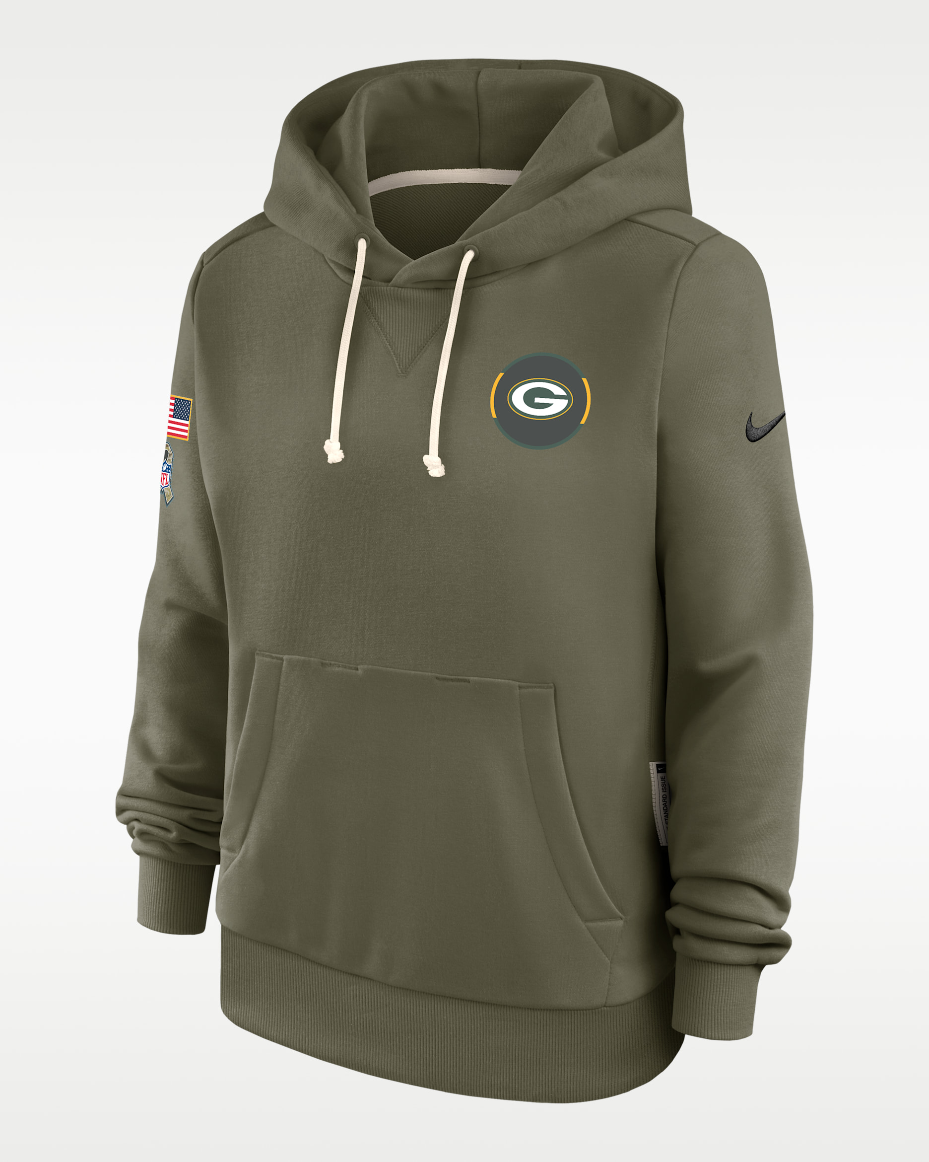 Sudadera con gorro sin cierre Nike Dri-FIT de la NFL para mujer Green Bay Packers Salute to Service Sideline - Oliva
