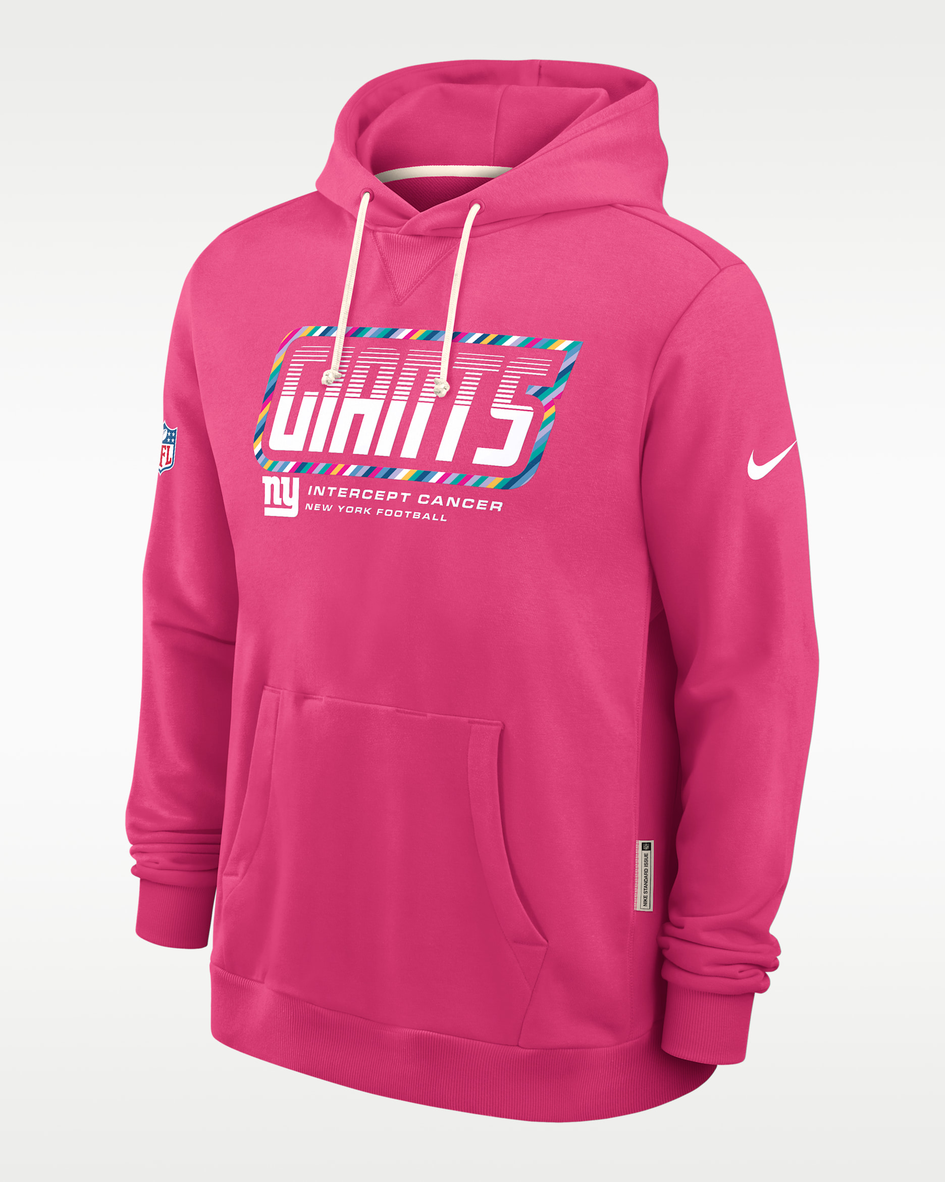 Sudadera con gorro sin cierre Nike Dri-FIT de la NFL para hombre New York Giants Crucial Catch Sideline Standard Issue - Rosa