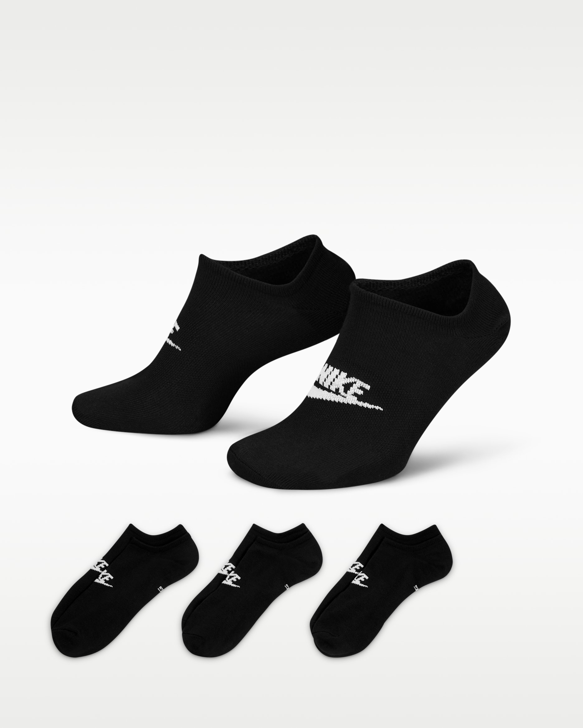 Nike Sportswear Everyday Essential No-Show Socks (3 Pairs) - Black/White