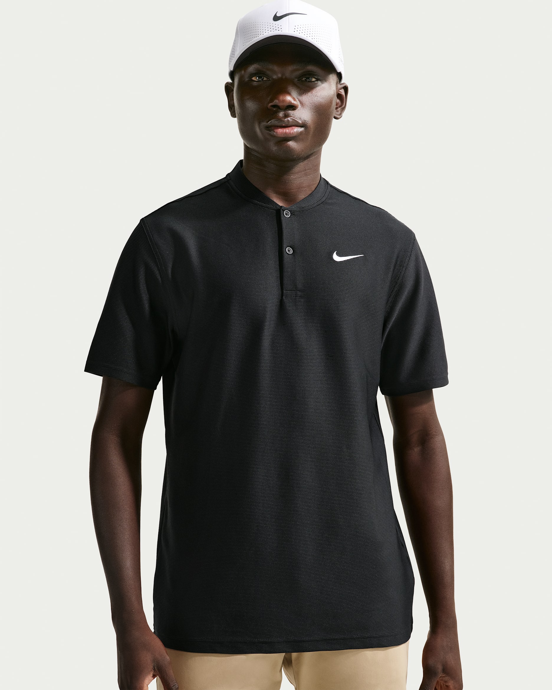 Nike Velocity Men's Dri-FIT Blade-Collar Golf Polo - Black/White