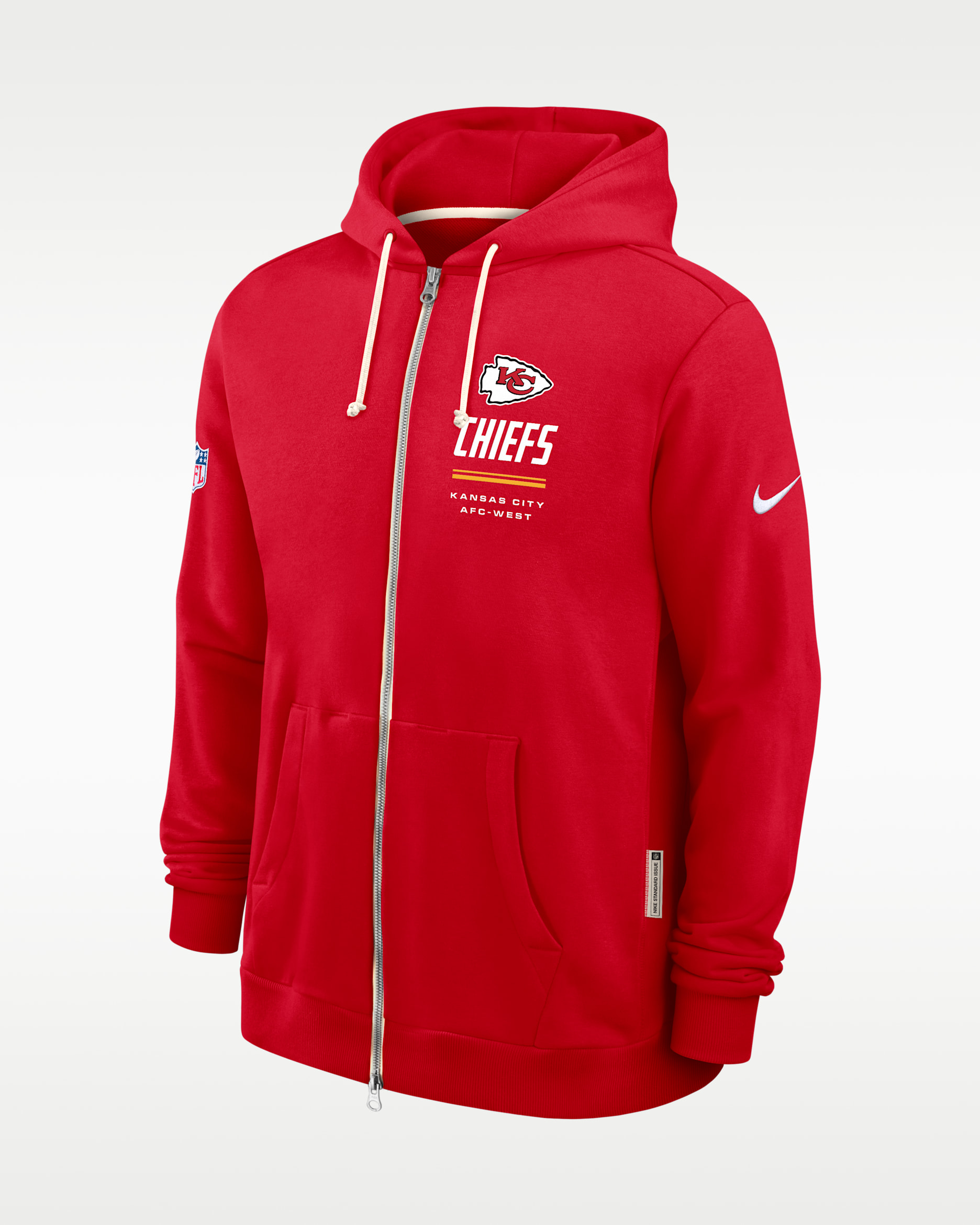 Kansas City Chiefs Sideline Standard Issue Men's Nike Dri-FIT NFL Full-Zip Hoodie - Red