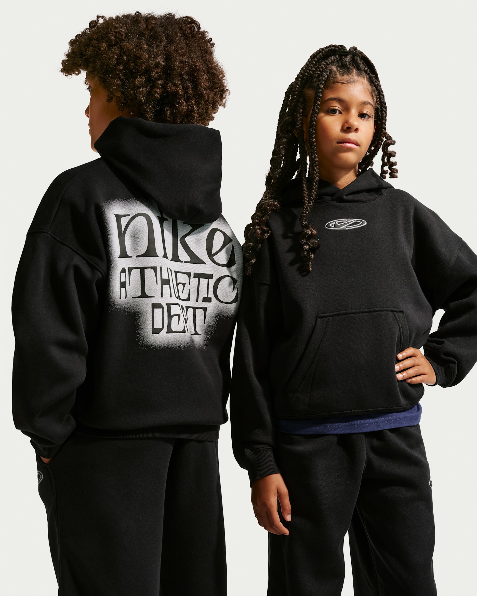 Nike Sportswear Club Fleece Big Kids' Oversized Hoodie - Black/White/Black