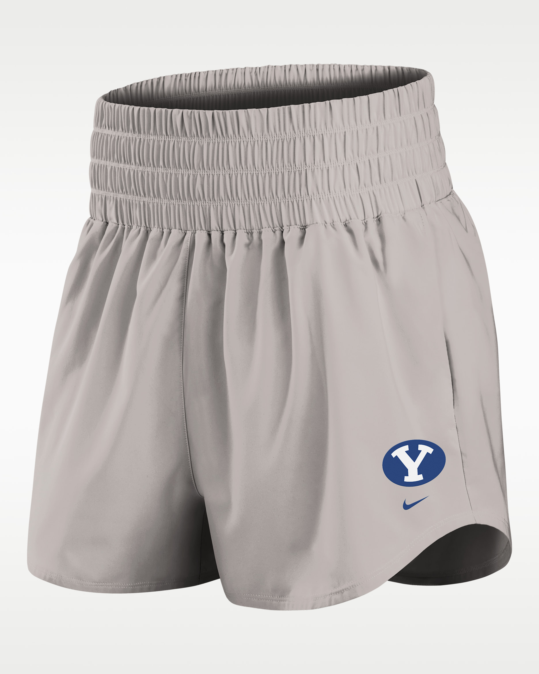 BYU Primary Logo One Women's Nike Dri-FIT College Shorts - Light Iron Ore
