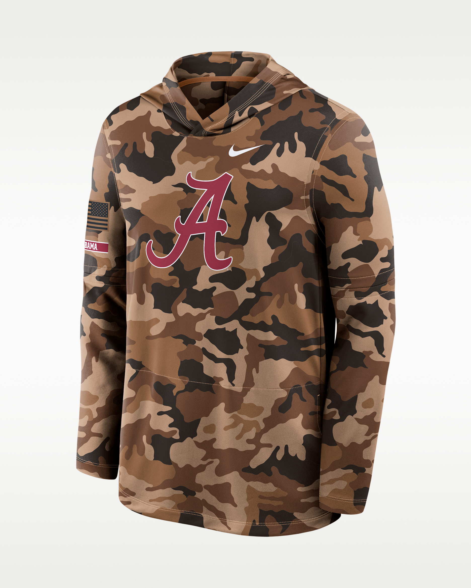 Alabama 2026 Military Appreciation Men's Nike Dri-FIT College Long-Sleeve Hooded Top - Desert Camo
