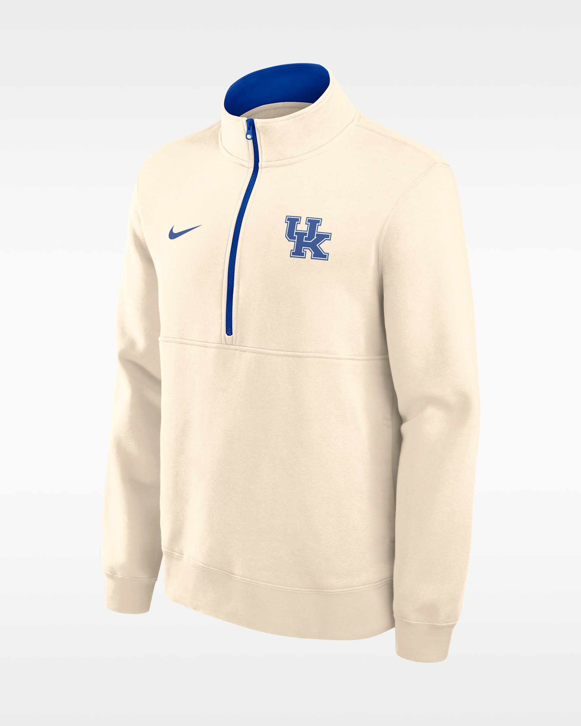 Kentucky Primetime Primary Logo Men's Nike College 1/2-Zip Crew - Natural/Game Royal