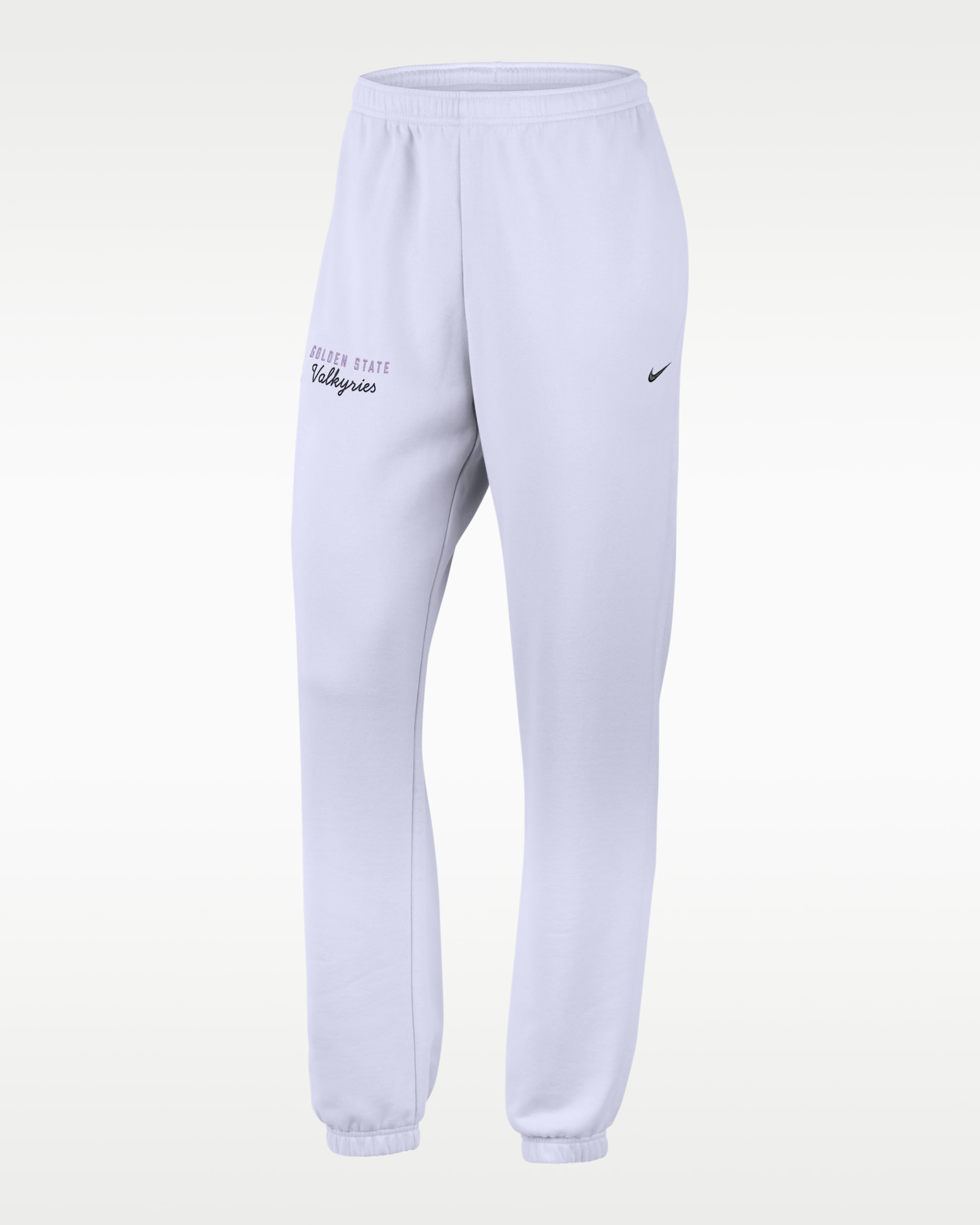 Golden State Valkyries Women's Nike French Terry Standard Cuffed Pants - Amethyst Tint/Black/Black
