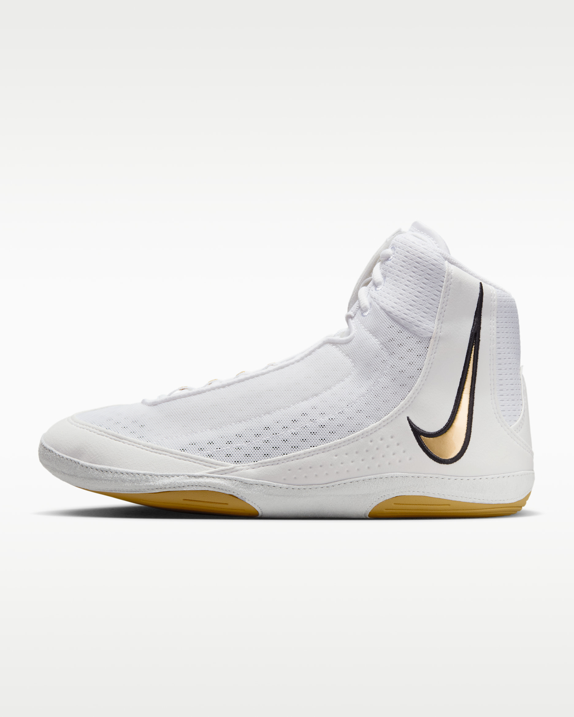 Tenis de lucha libre Nike Inflict 4 - Blanco/Polvo fotón/Negro/Oro metalizado