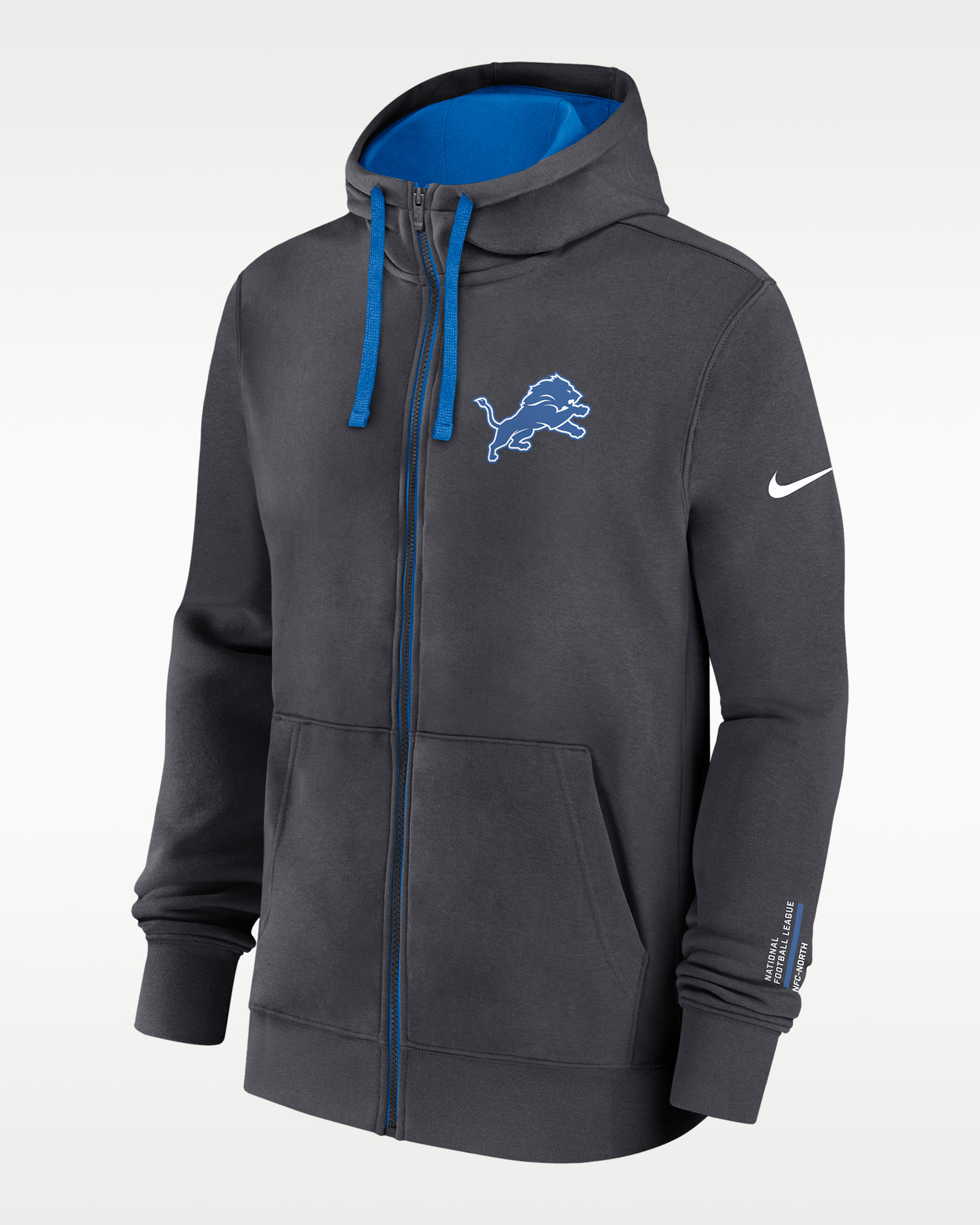 Detroit Lions Playbook Page Club Men's Nike NFL Full-Zip Hoodie - Anthracite