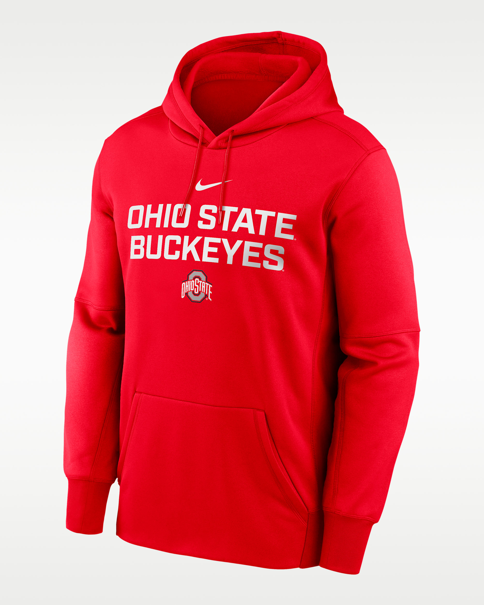 Sudadera con gorro sin cierre universitaria Nike Therma para hombre Ohio State Team Stacked - Rojo
