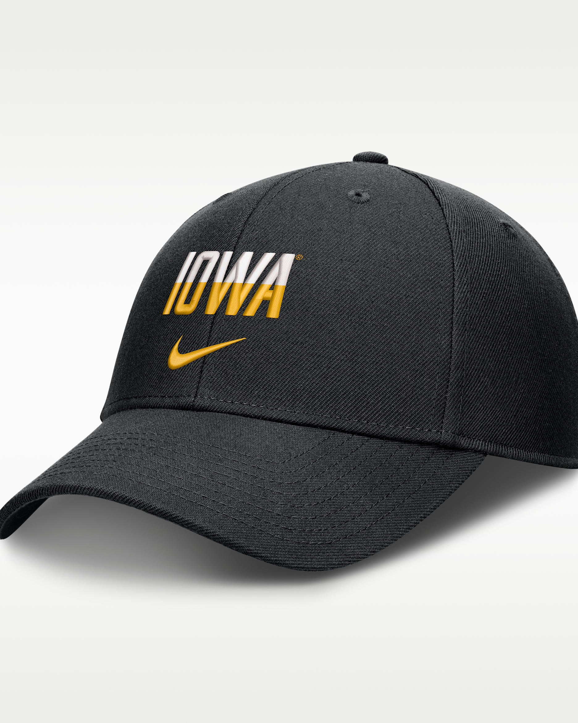 Iowa Sideline Rise Gameday Men's Nike Dri-FIT College Trucker Adjustable Hat - Black
