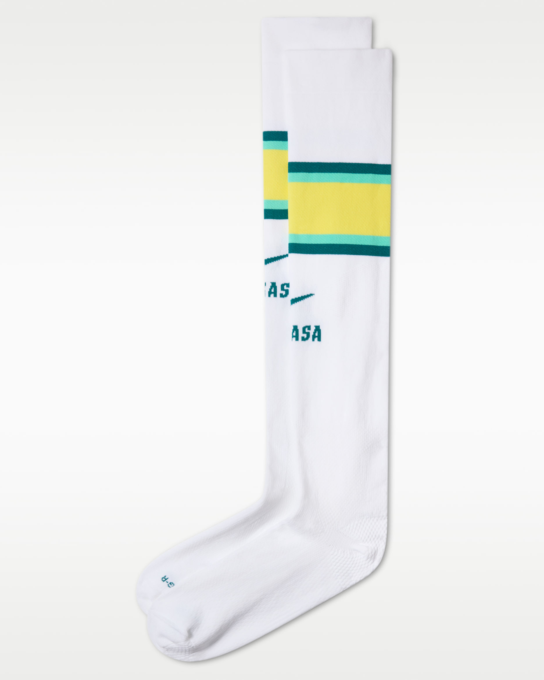 Brasil VaporFast Nike Dri-FIT ADV knehøye fotballstrømper (hjemmedrakt) - Hvit/Geode Teal