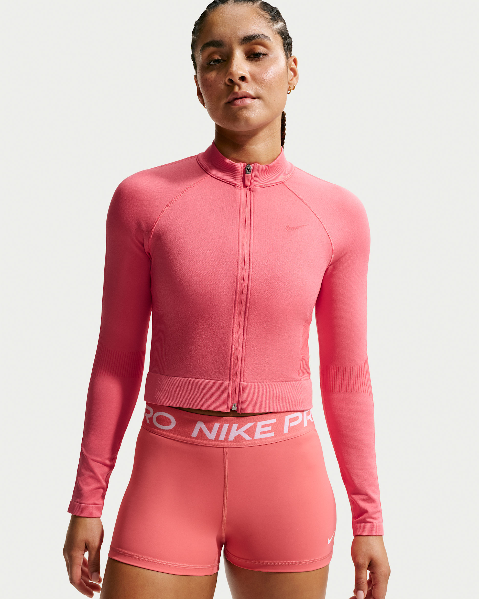 Nike Pro Seamless Women's Full-Zip Training Top - Sea Coral