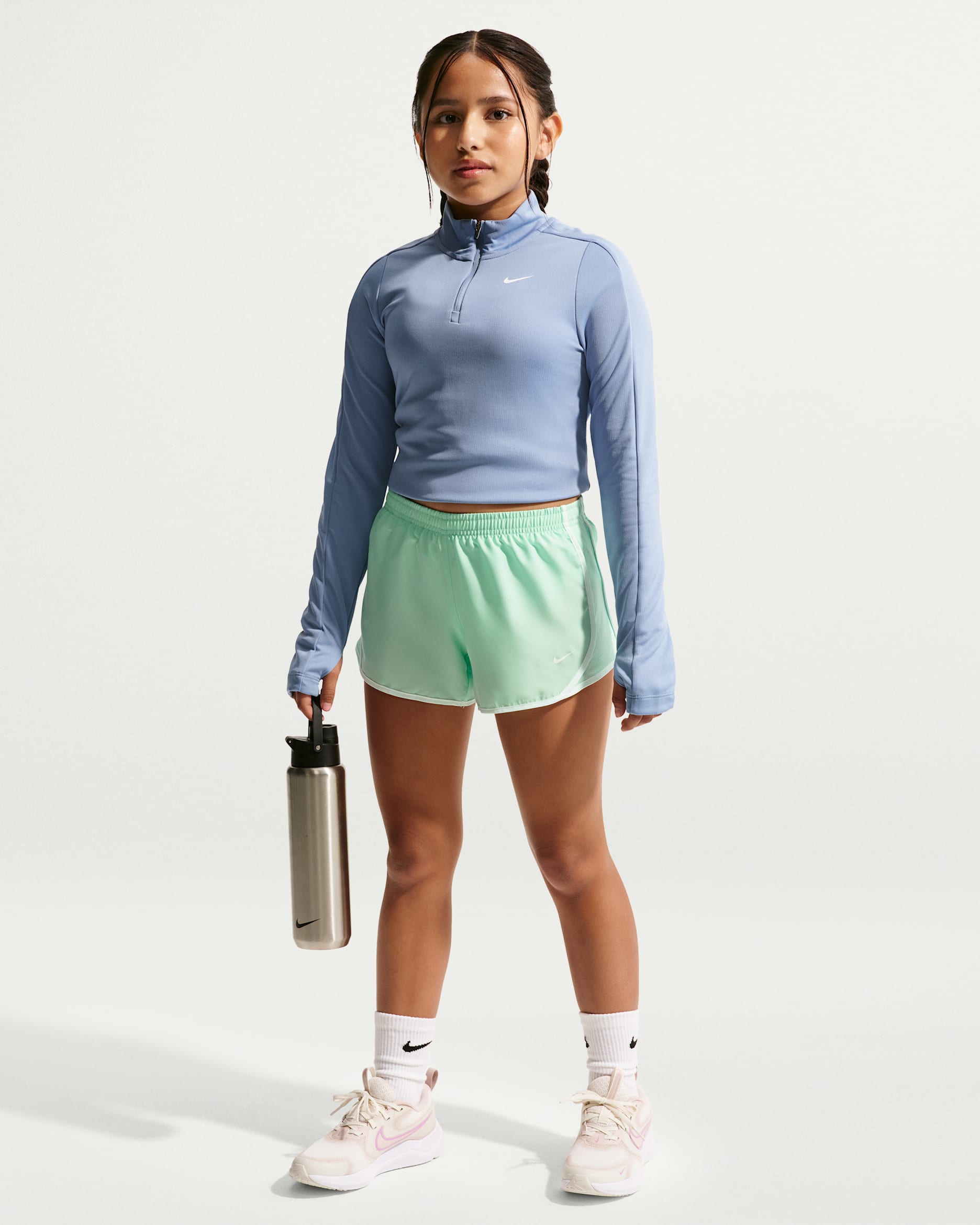 Löparshorts Nike Tempo Dri-FIT för ungdom (tjejer) - Arctic Green/Vit/Energy/Vit