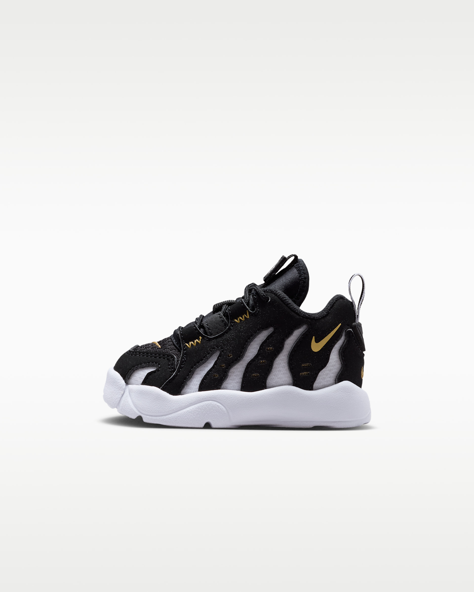 Tenis para bebé e infantil Nike DT Max '96 Low - Negro/Blanco/Oro metalizado