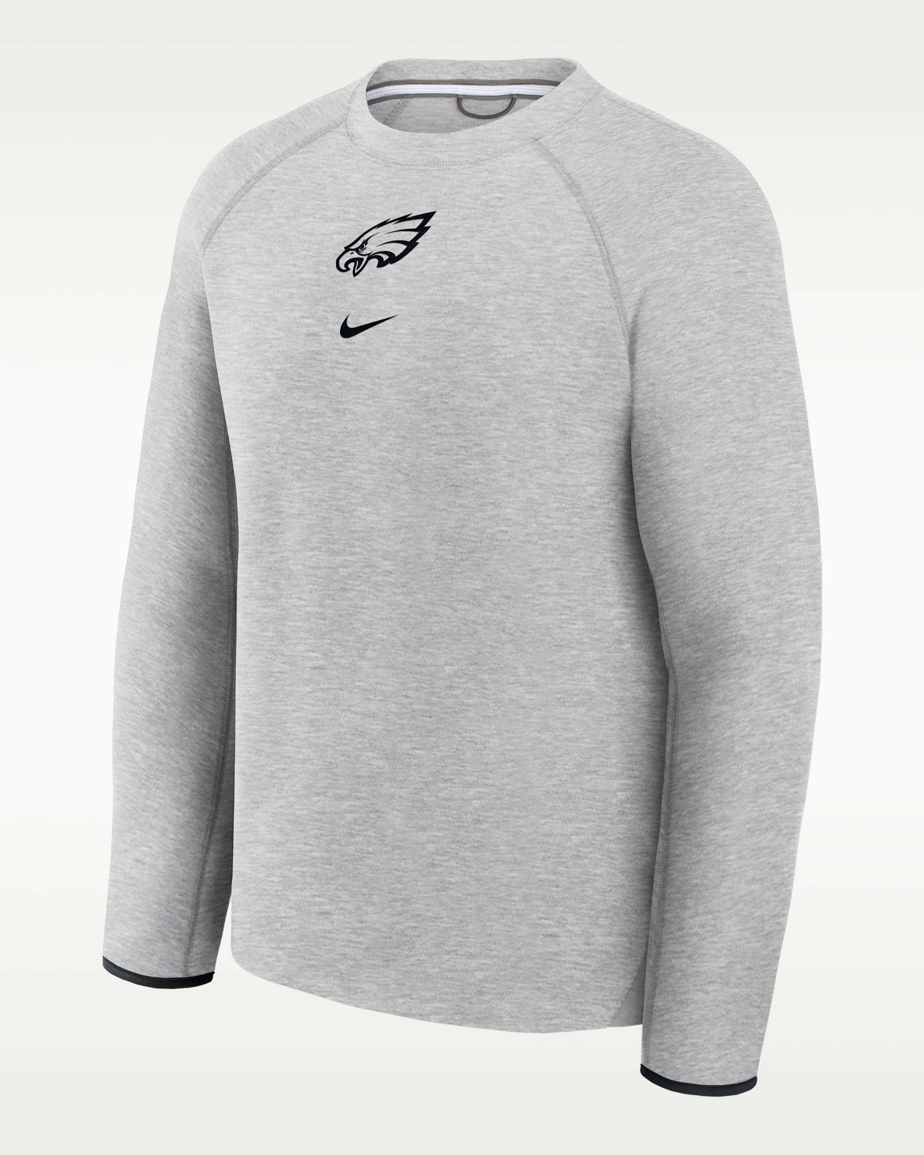 Philadelphia Eagles Tech Fleece Men's Nike NFL Pullover Crew - Grey Heather/Black