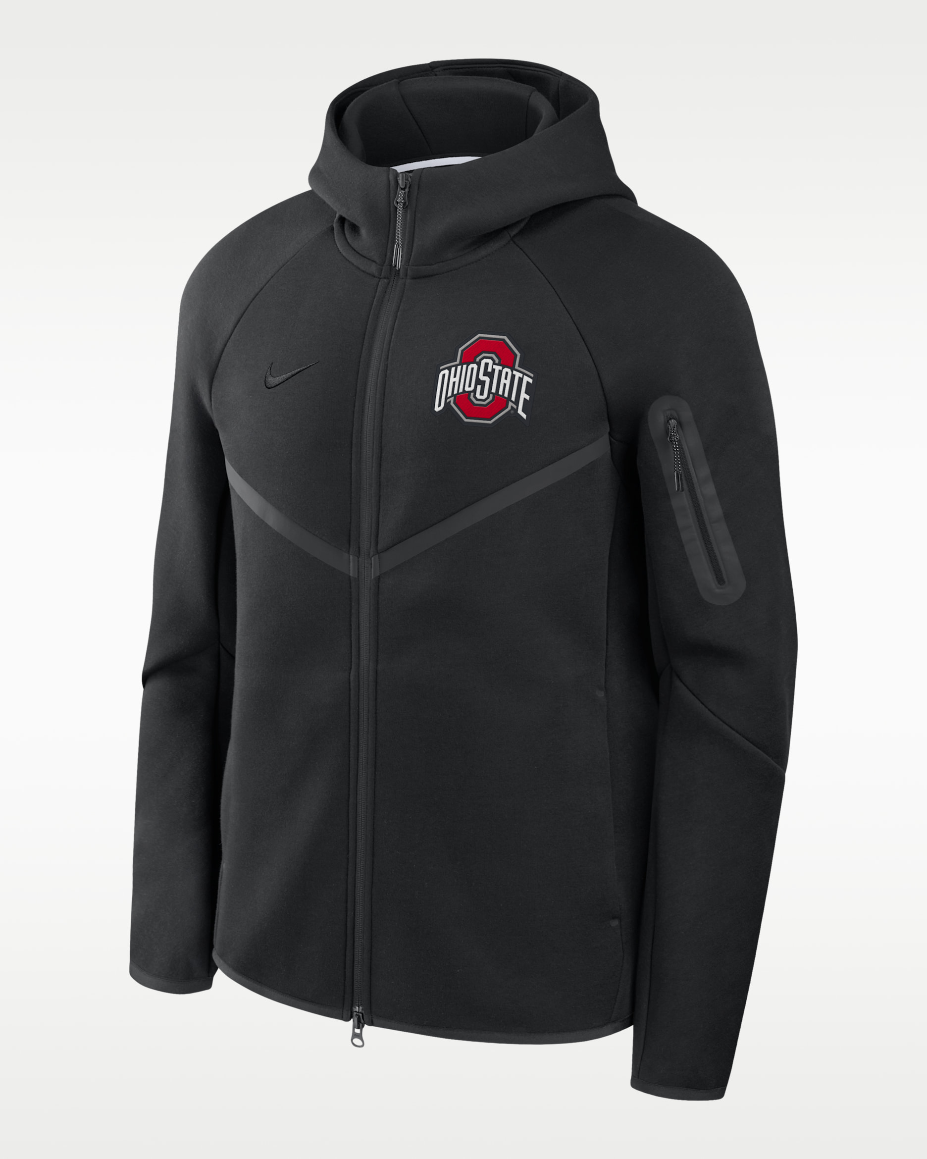 Chamarra universitaria Nike con gorro de cierre completo para hombre Ohio State Tech Fleece Windrunner - Negro