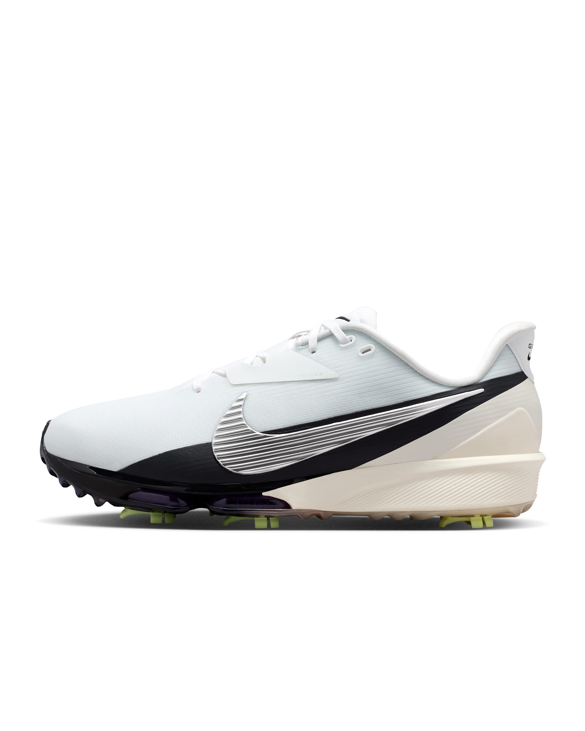 Nike NEXT% Tour 3 Golf Shoes (Wide) - White/Action Grape/Black/Metallic Silver