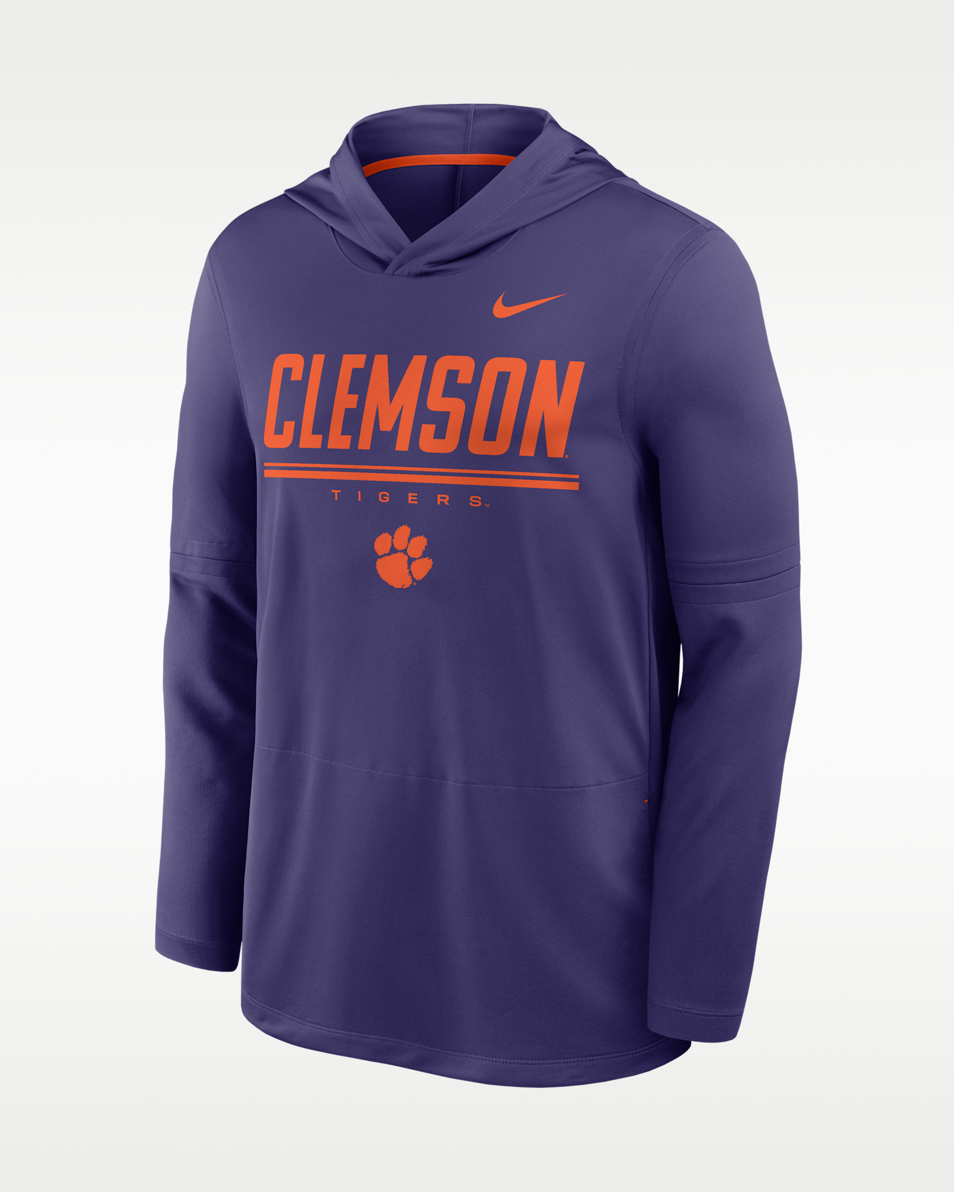 Clemson Sideline Men's Nike Dri-FIT College Long-Sleeve Hooded Top - New Orchid/University Orange