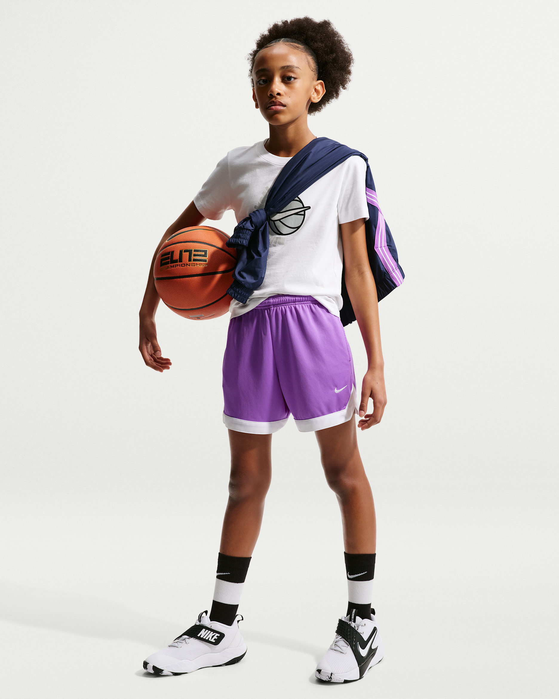 Nike Big Kids' Dri-FIT 5" Court Shorts - Bright Violet/White