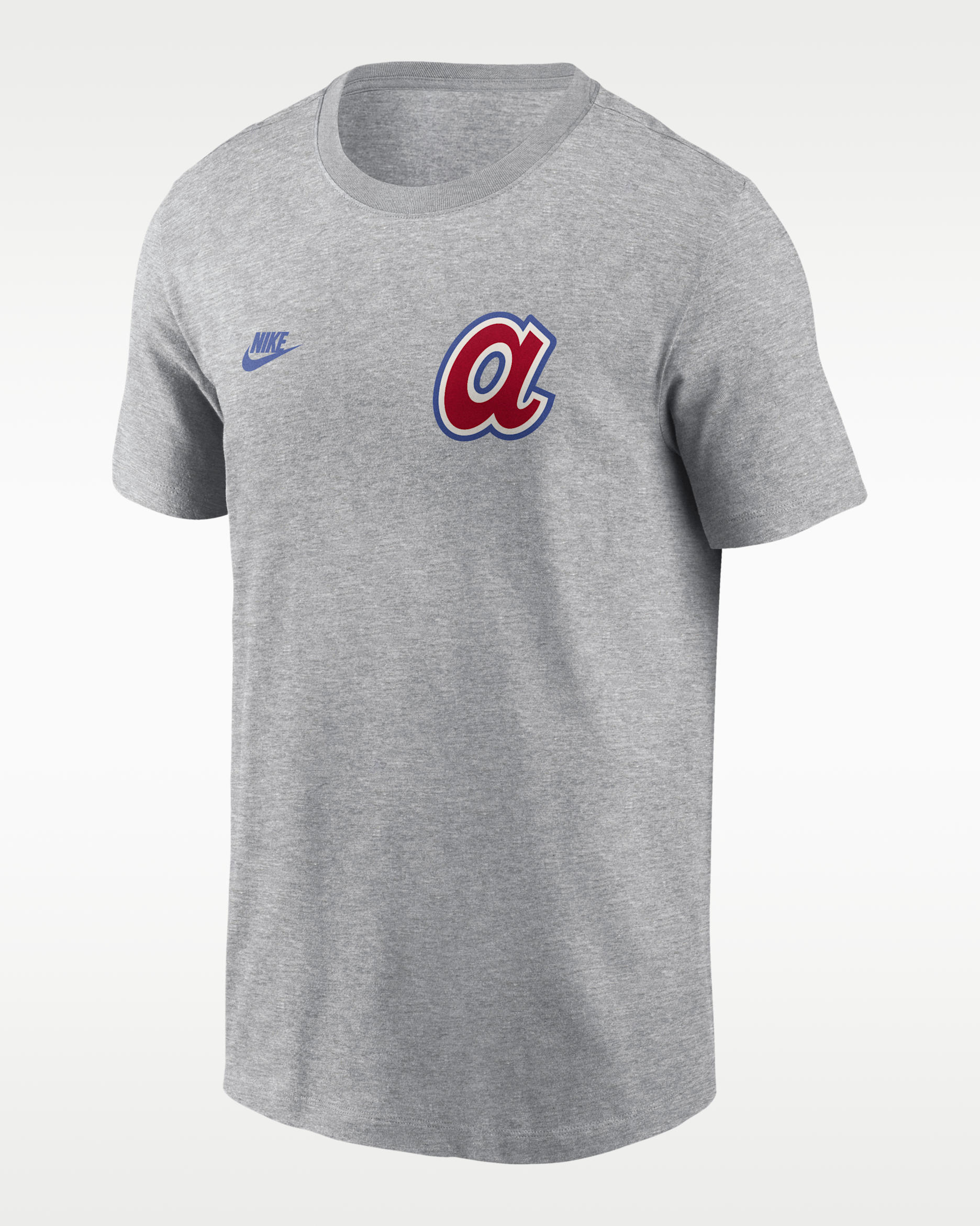Atlanta Braves Cooperstown 2-Hit Large Logo Men's Nike MLB T-Shirt - Charcoal Heather