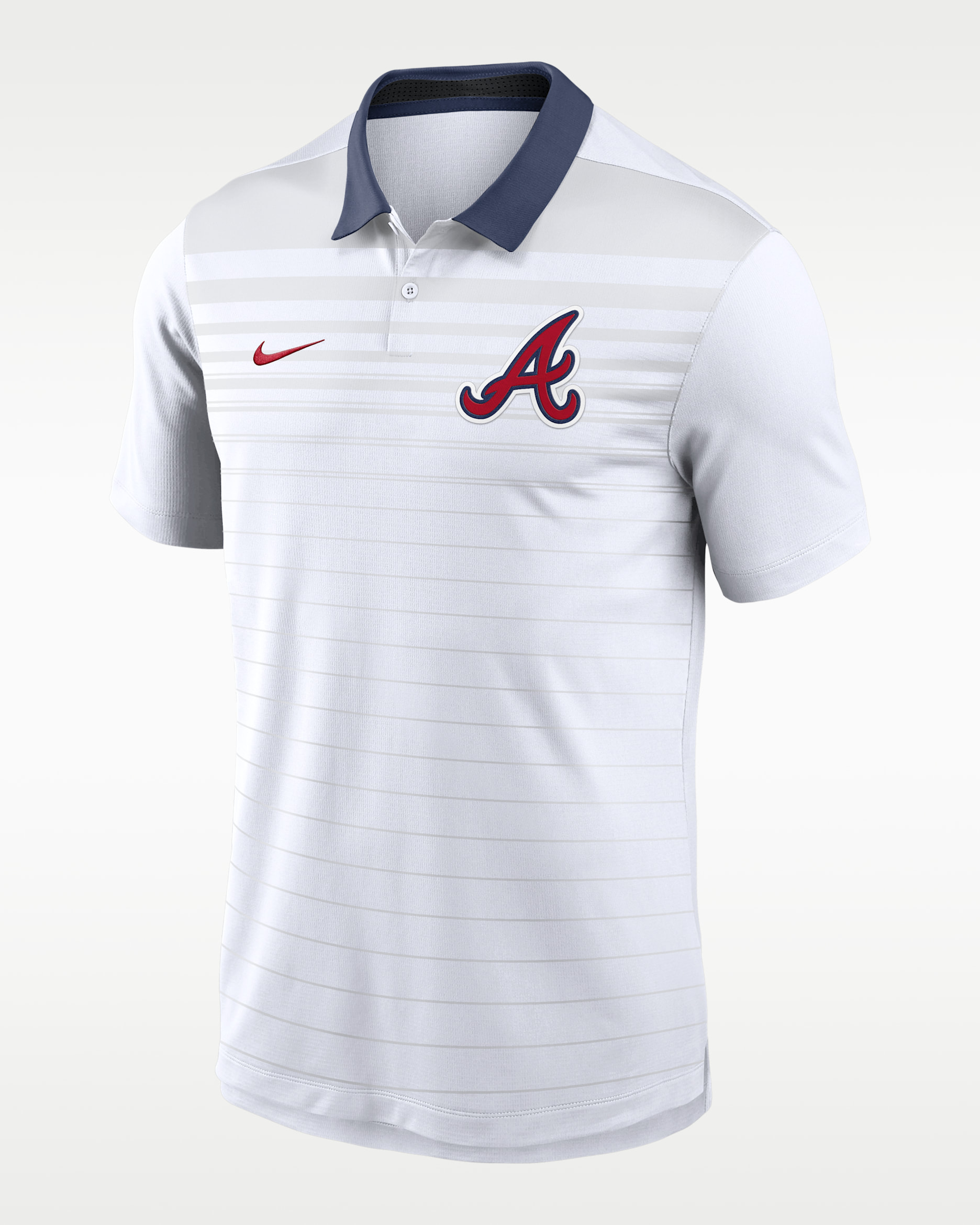 Atlanta Braves Striped Vapor Men's Nike Dri-FIT MLB Polo - White/Navy