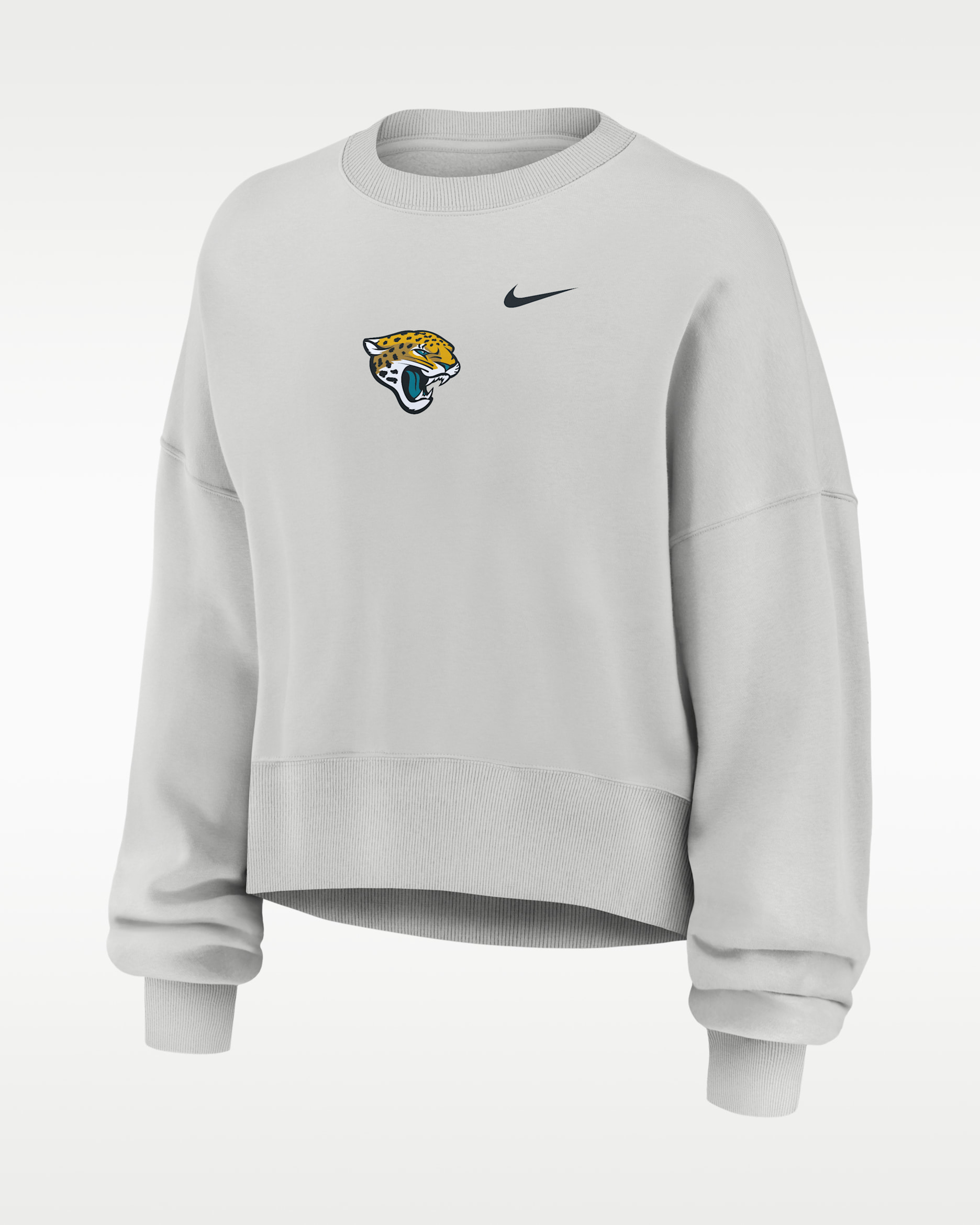 Sudadera de cuello redondo sin cierre Nike de la NFL oversized para mujer Jacksonville Jaguars Primetime Phoenix - Gris