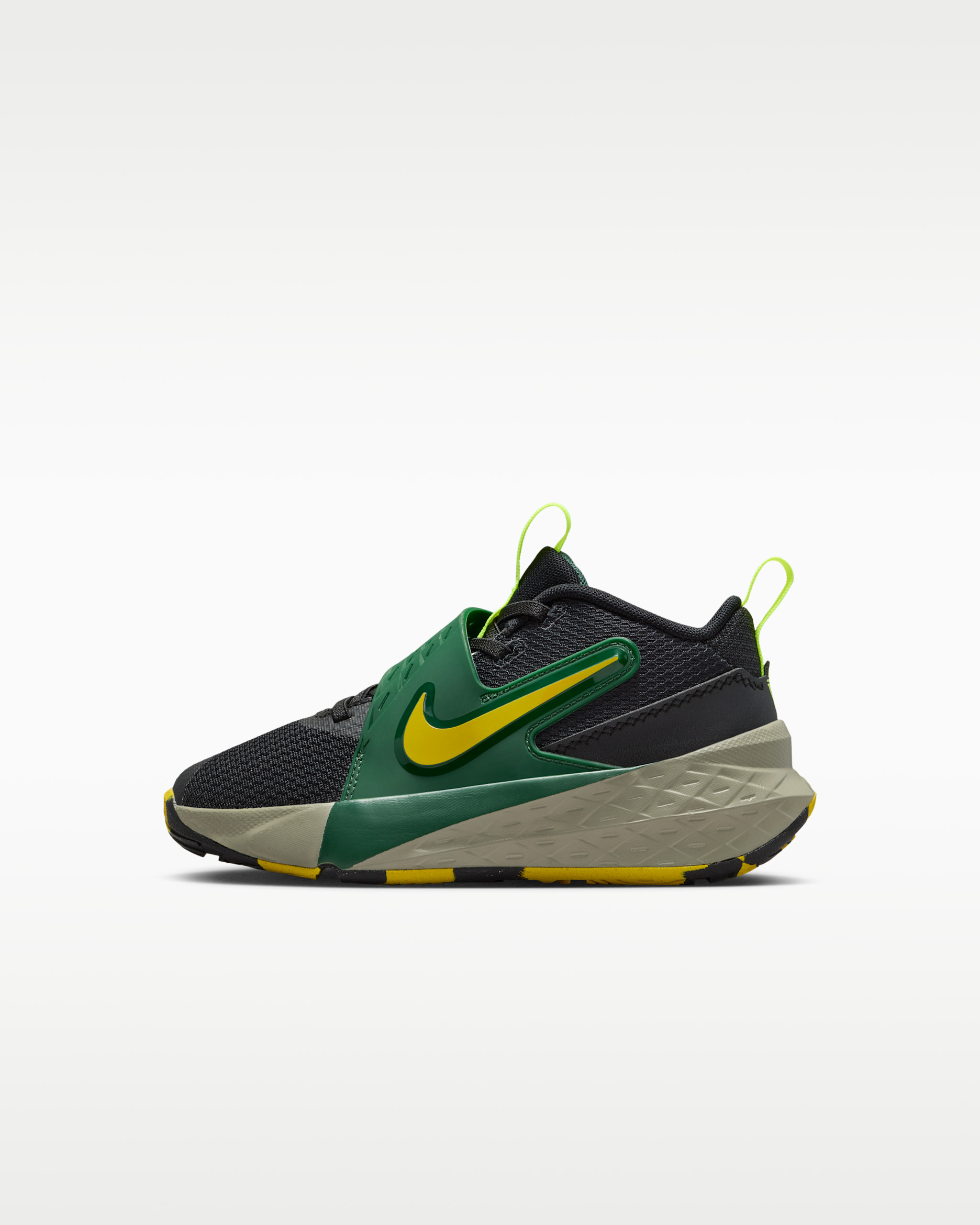 Tenis para niños de preescolar Nike Team Hustle D 12 - Negro/Abeto/Militar claro/Limón brillante