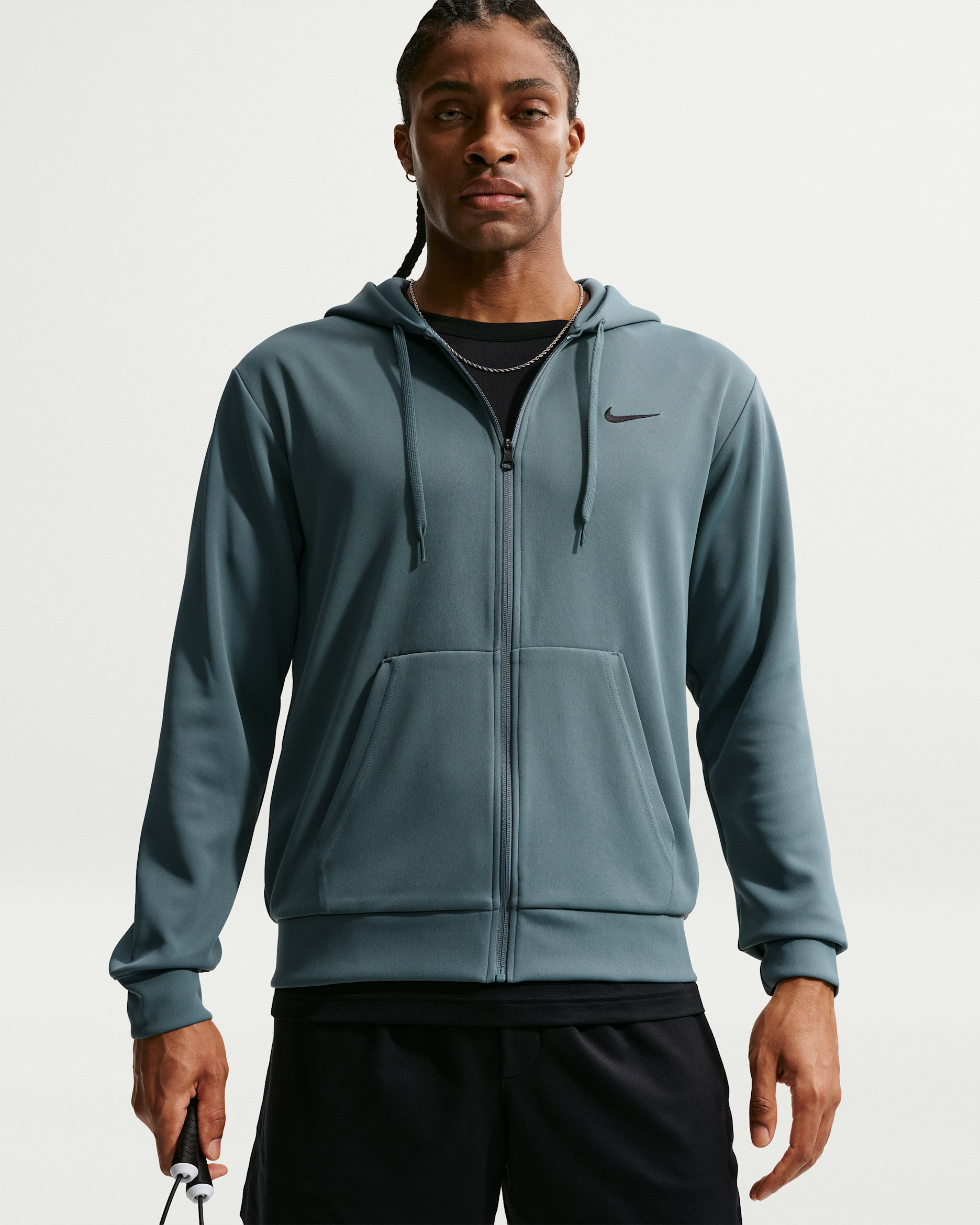 Sudadera con gorro de tejido Fleece Dri-FIT UV de cierre completo para hombre Nike Hyverse - Pizarra mineral/Pizarra mineral/Negro