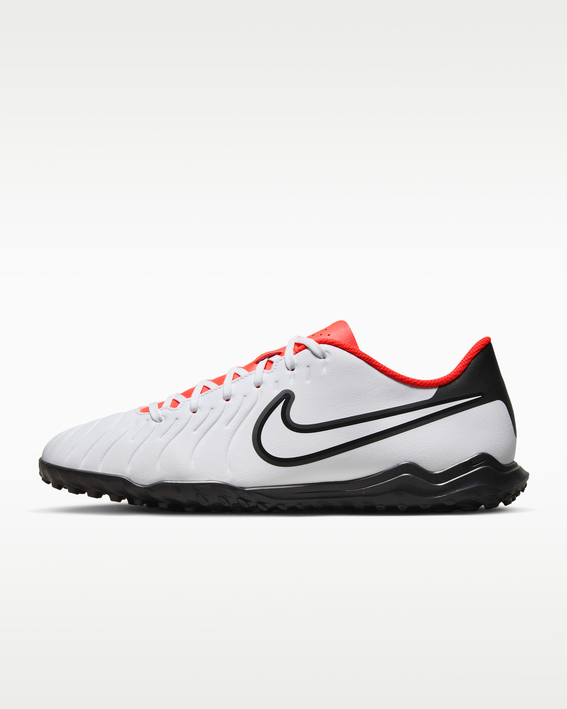 Nike Tiempo Legend 10 Club Turf Low-Top Football Shoes - White/Bright Crimson/Black