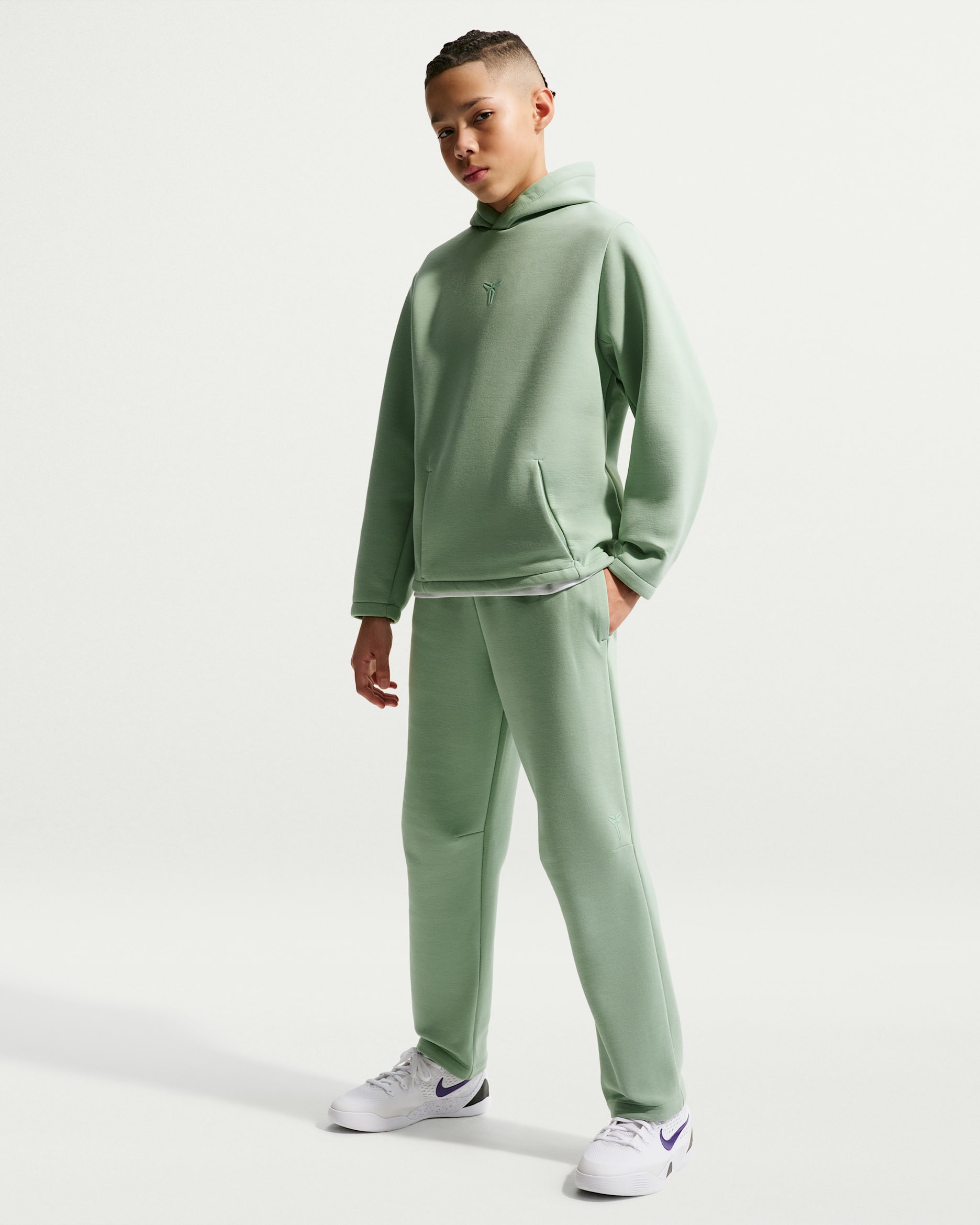 Kobe Big Kids' Dri-FIT Fleece Basketball Pants - Steam/Steam