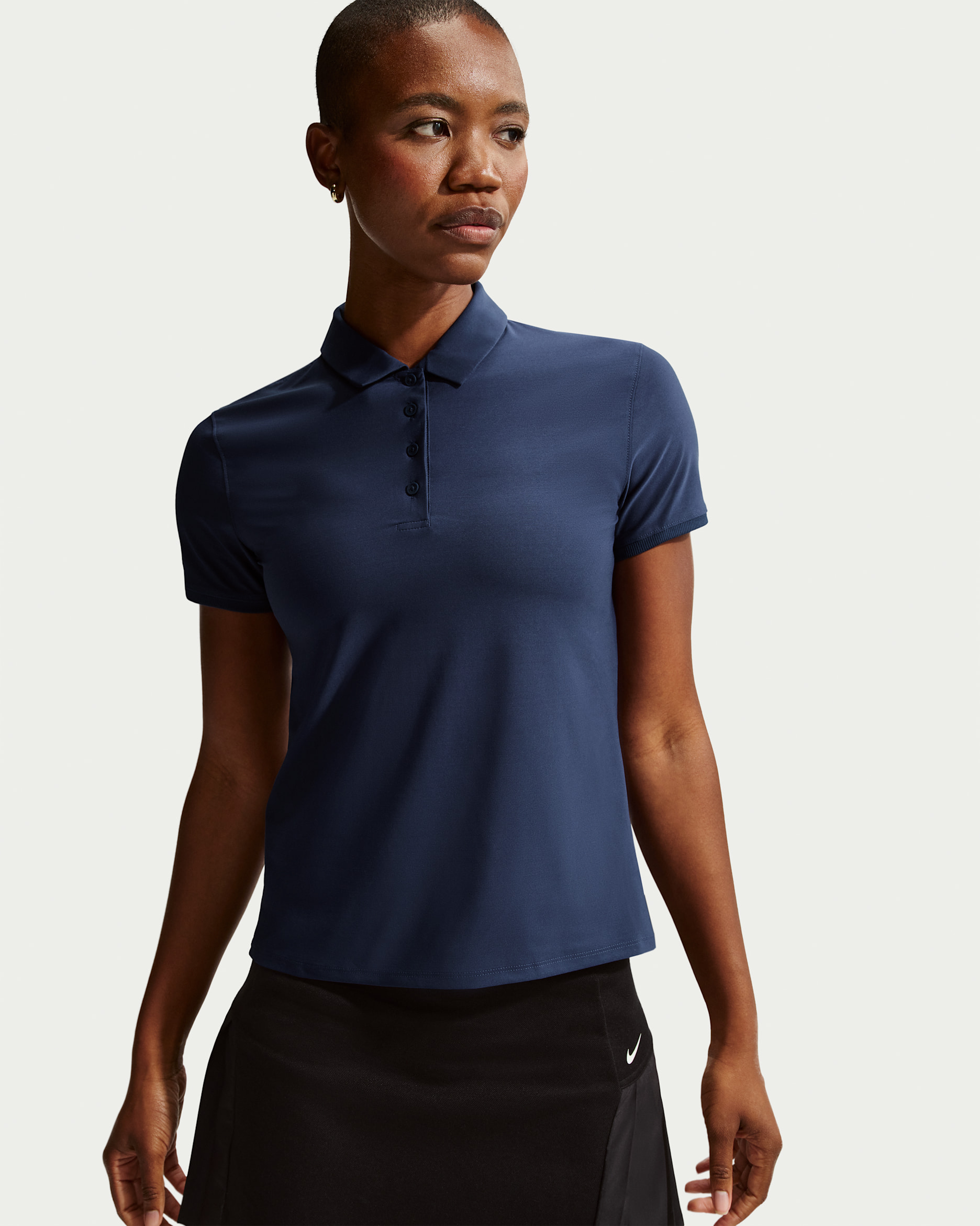 Polo de golf de manga corta Dri-FIT para mujer Nike Victory - Azul marino medianoche/Blanco