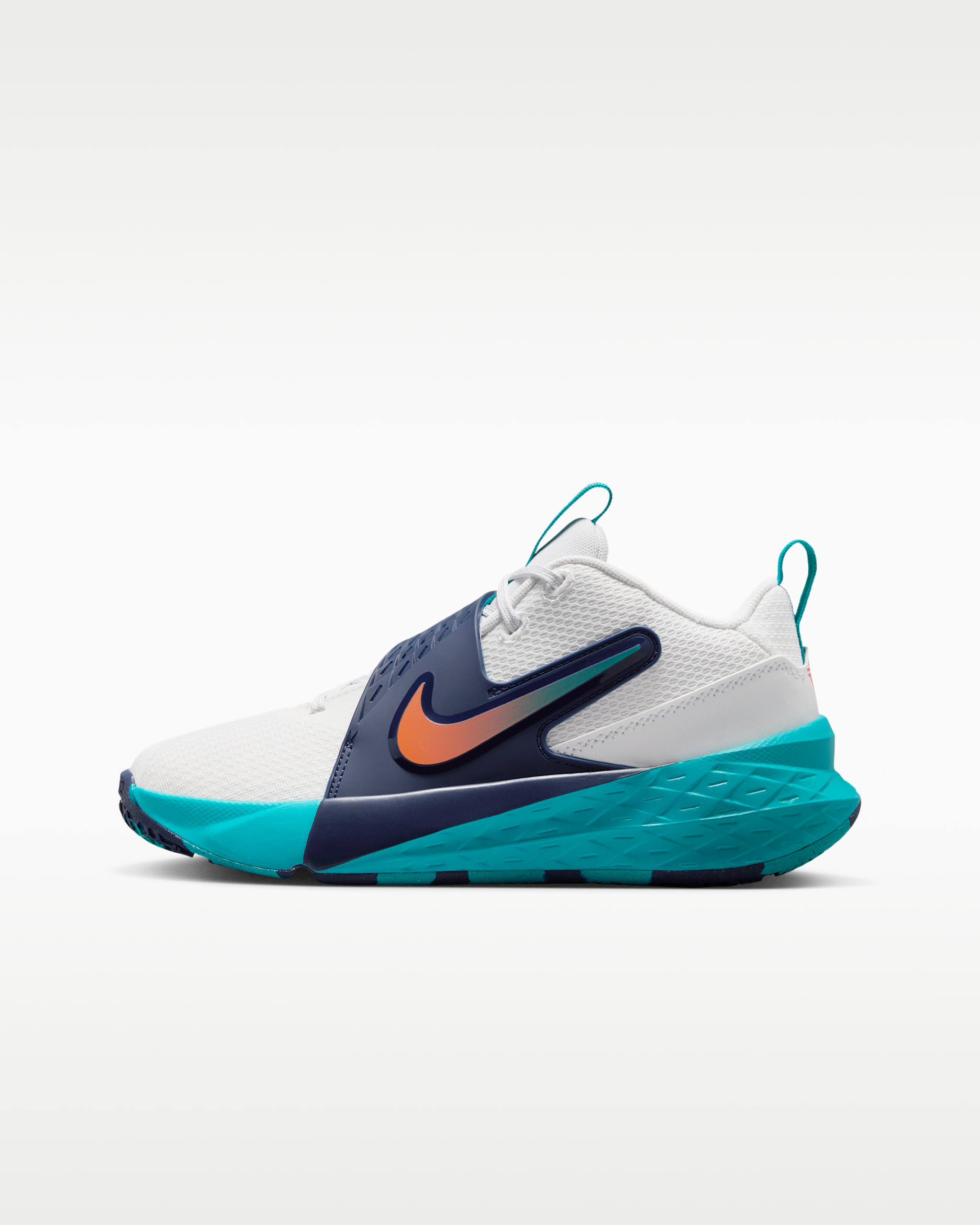 Basketsko Nike Team Hustle D 12 för ungdom - Summit White/Energy/Midnight Navy/Safety Orange