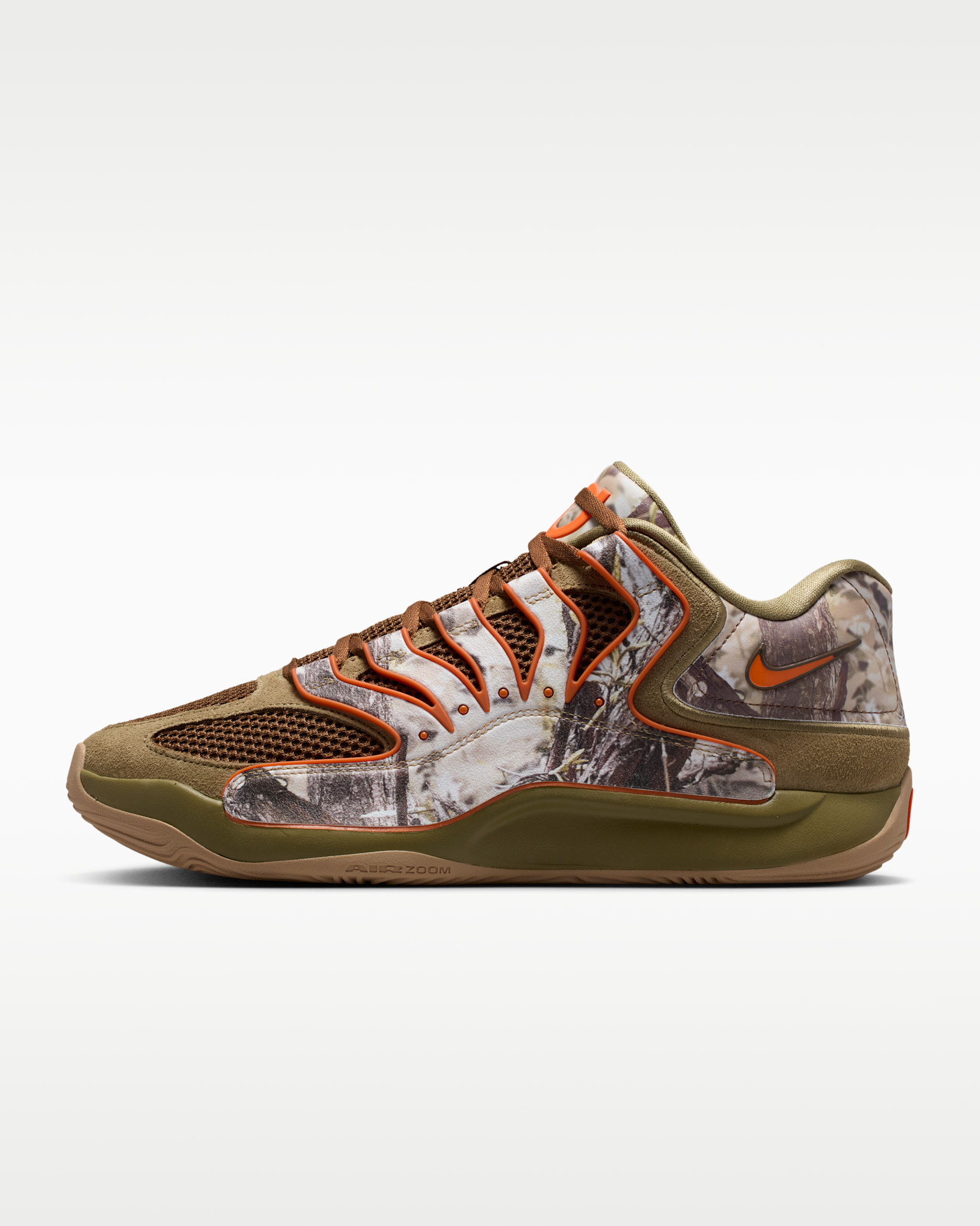 KD18 x Chet Holmgren 'Duck Camo' Basketball Shoes - Coyote/Medium Brown/Safety Orange