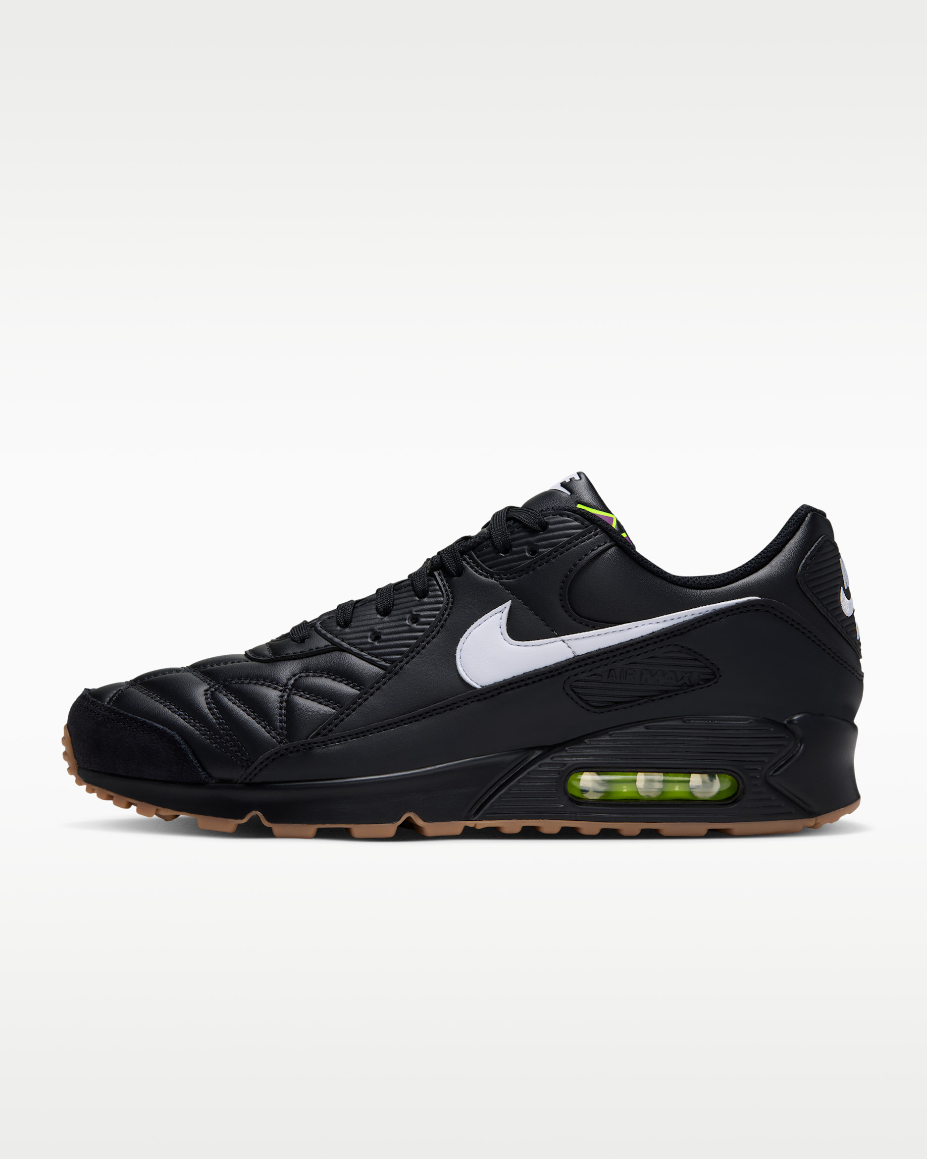 Nike Air Max 90 Premium Men's Shoes - Black/Gum Medium Brown/Volt/White