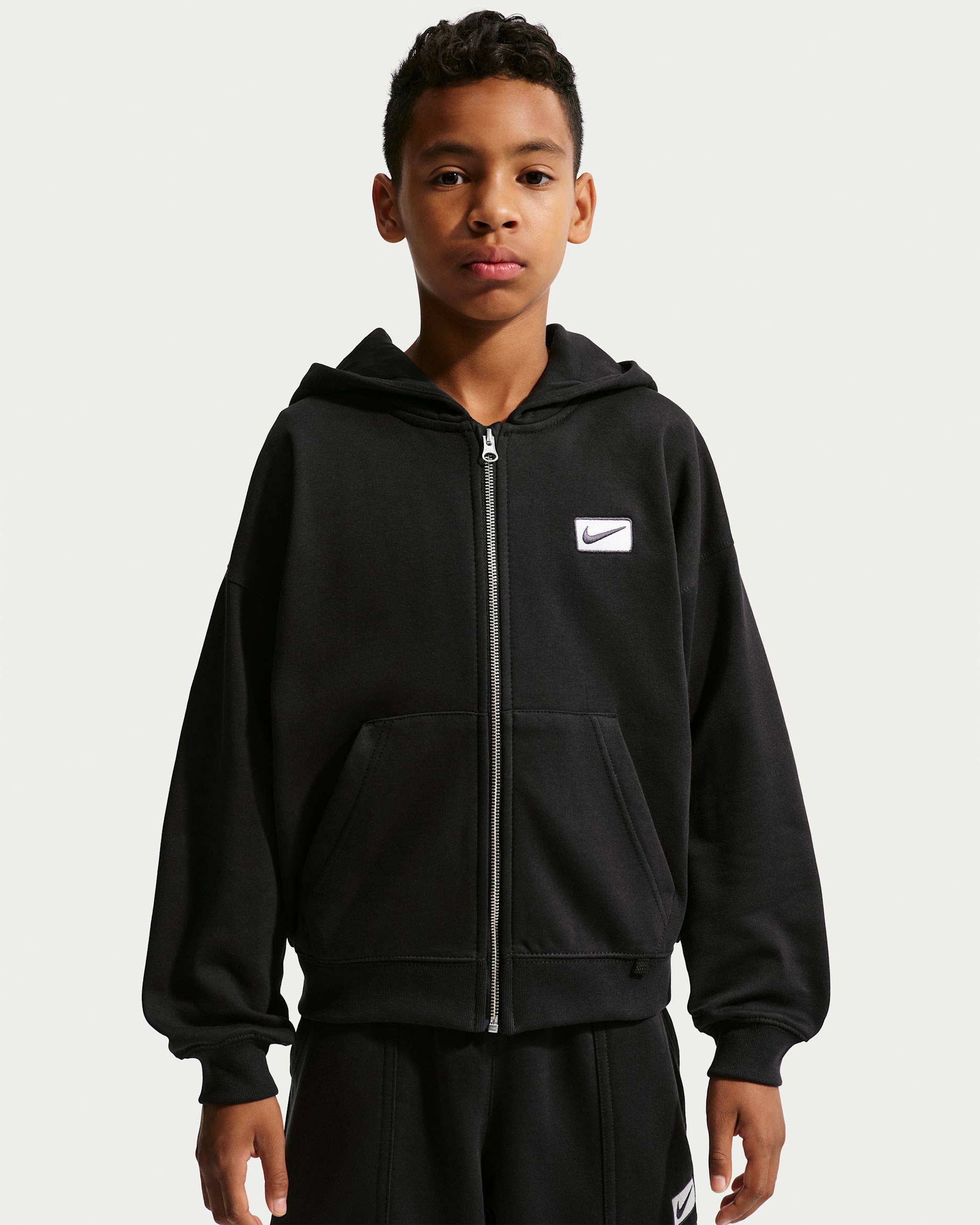 Nike Sportswear Older Kids' (Boys') Oversized Full-Zip Hoodie - Black