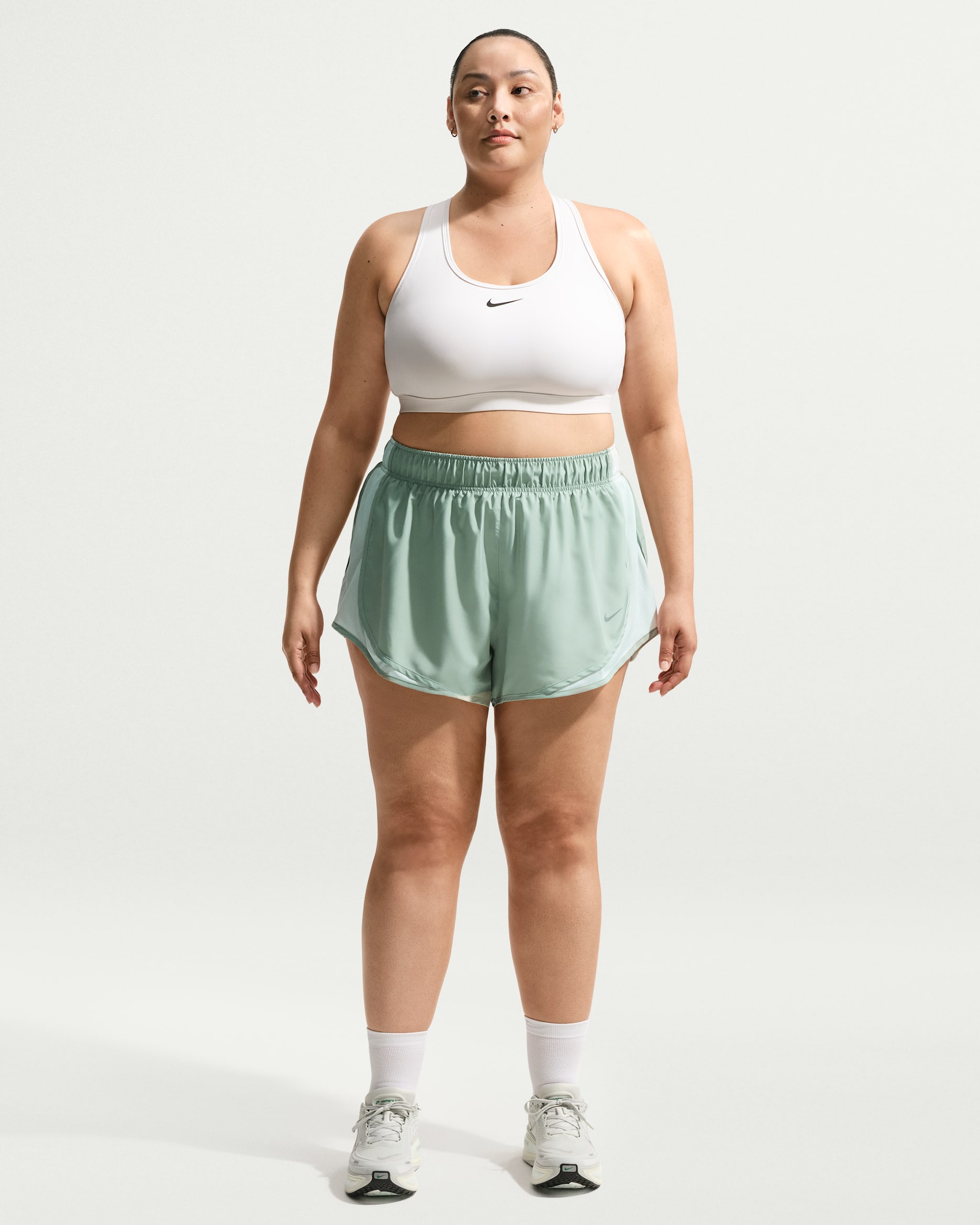 Nike Tempo Women's Dri-FIT Mid-Rise 3" Brief-Lined Running Shorts (Plus Size) - Steam/Barely Green/Steam