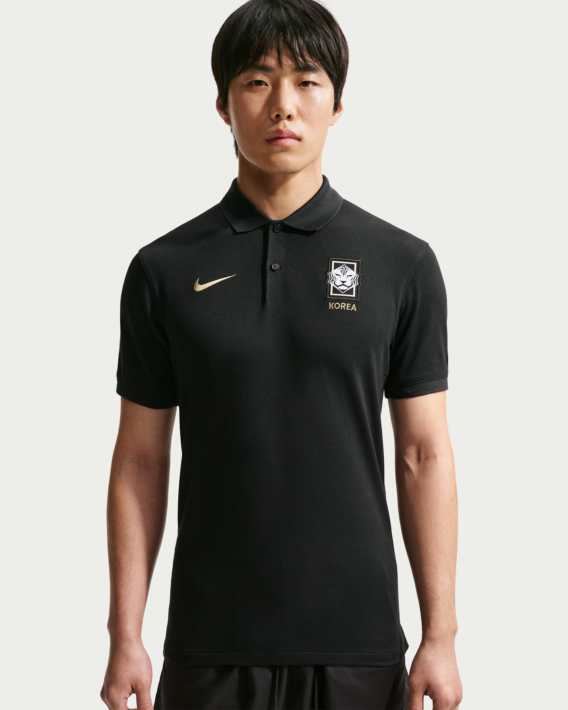 대한민국 더 나이키 폴로 남성 나이키 드라이 핏 축구 폴로 - 블랙/클럽 골드