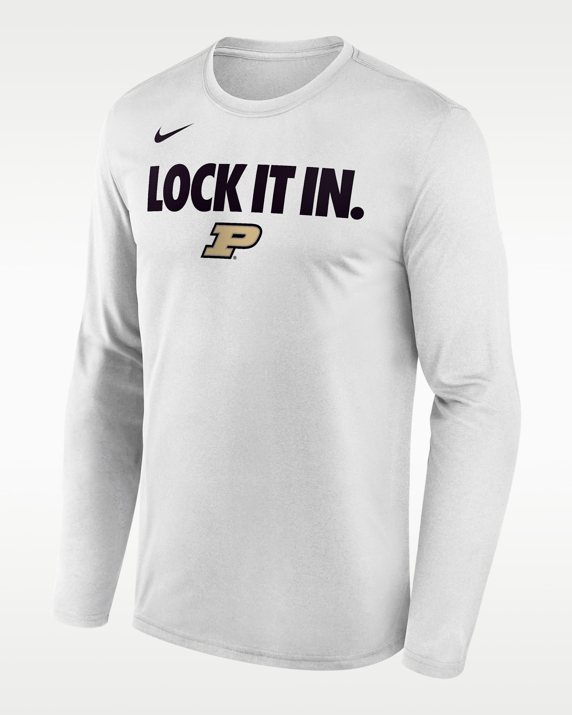 Purdue 2026 On-Court Bench Men's Nike Dri-FIT College Long-Sleeve T-Shirt - White