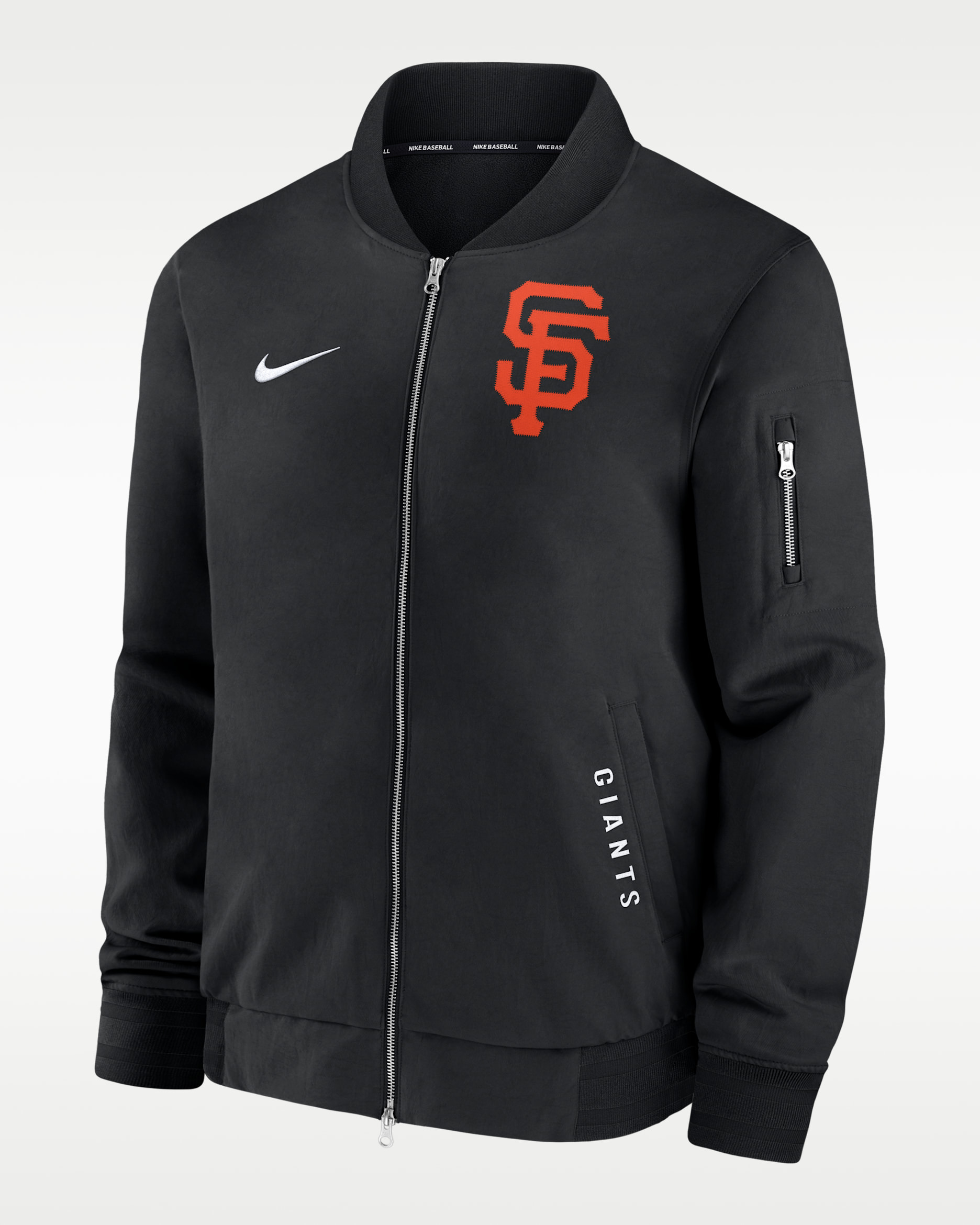 Chamarra bomber Nike de la MLB de cierre completo para hombre San Francisco Giants Authentic Collection Dugout - Negro