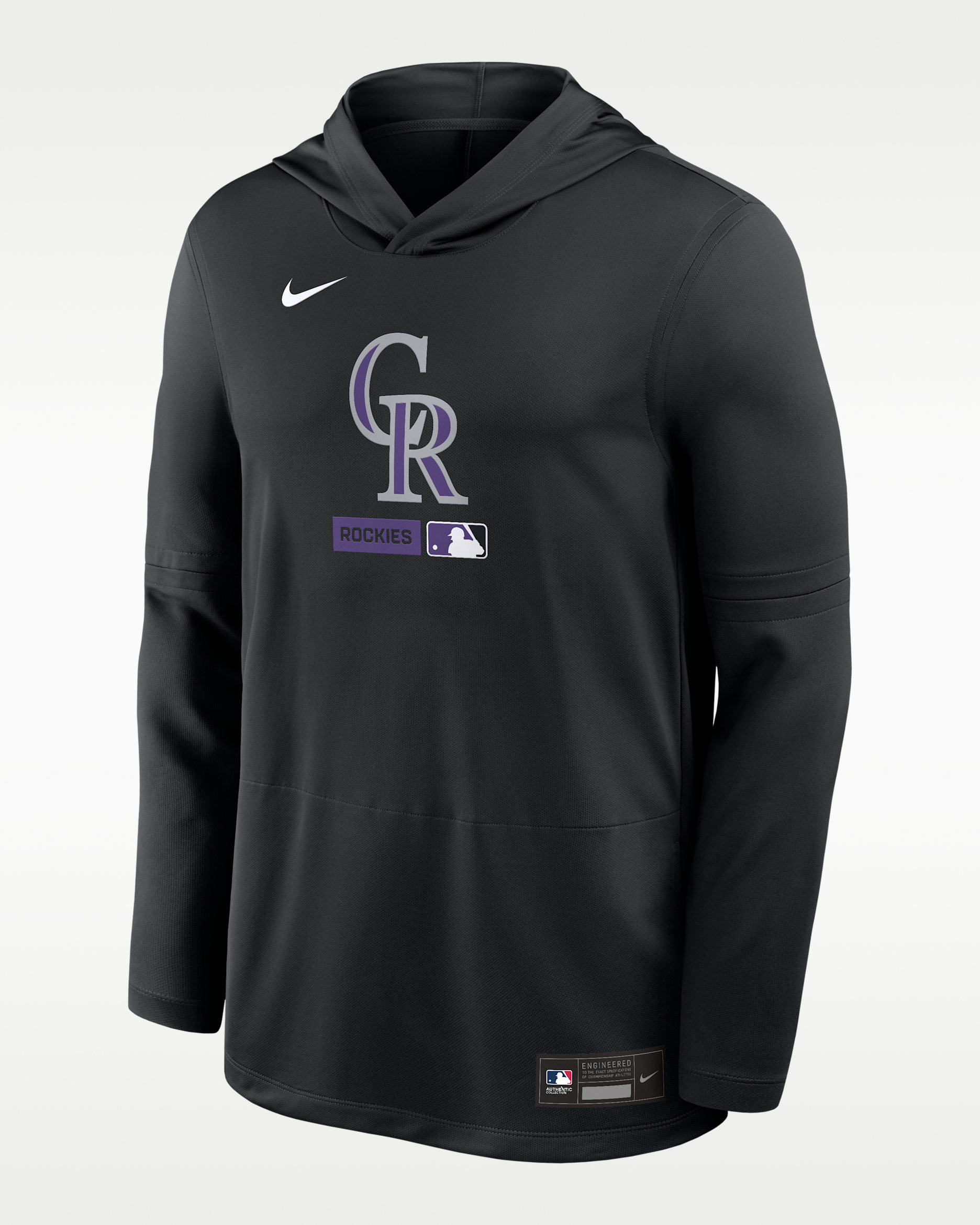 Colorado Rockies Authentic Collection Men's Nike Dri-FIT MLB Long-Sleeve Hooded Top - Black