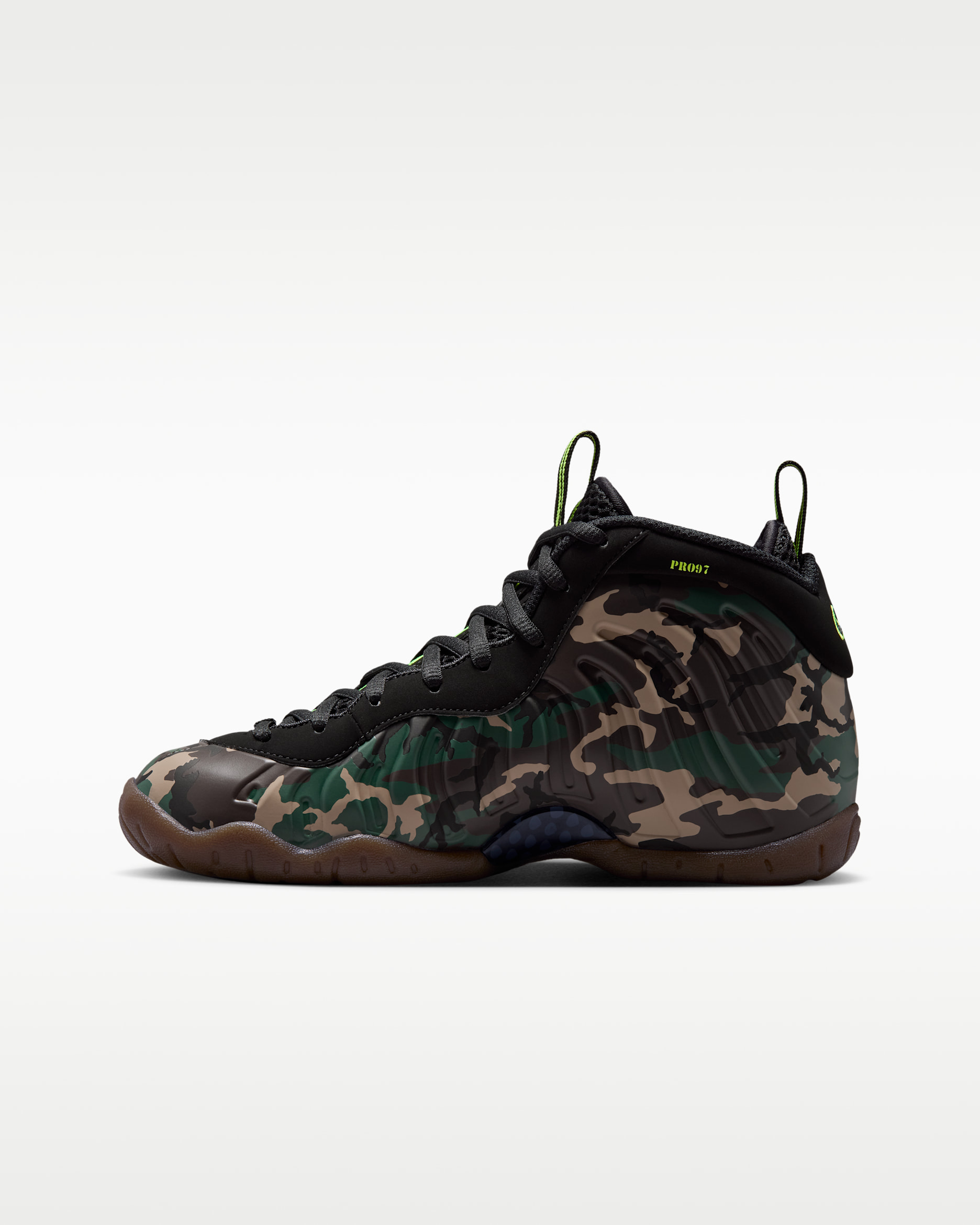 Nike Little Posite Pro Premium Older Kids' Shoes - Black/Voltage Green/Gum Dark Brown/Black