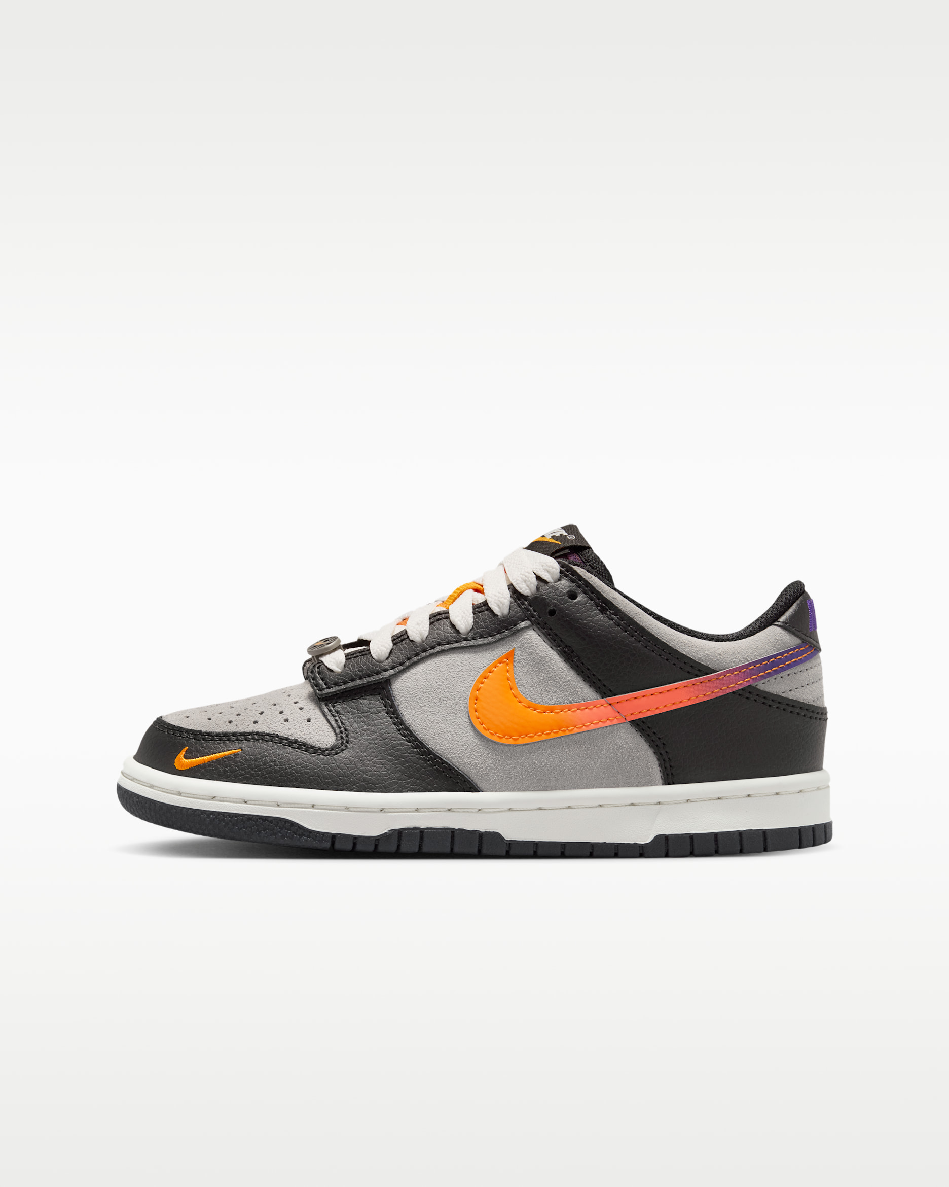 Nike Dunk Low Big Kids' Shoes - Medium Grey/Black/Sail/Orange Peel