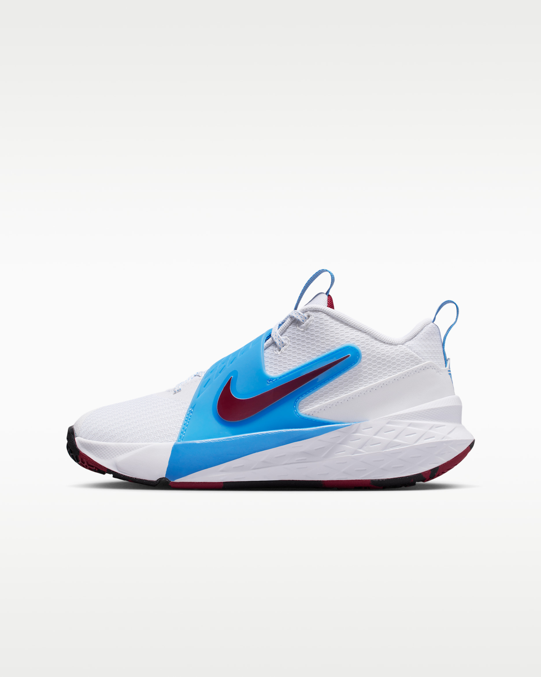 Nike Team Hustle D 12 Older Kids' Basketball Shoes - White/University Blue/Black/Team Red