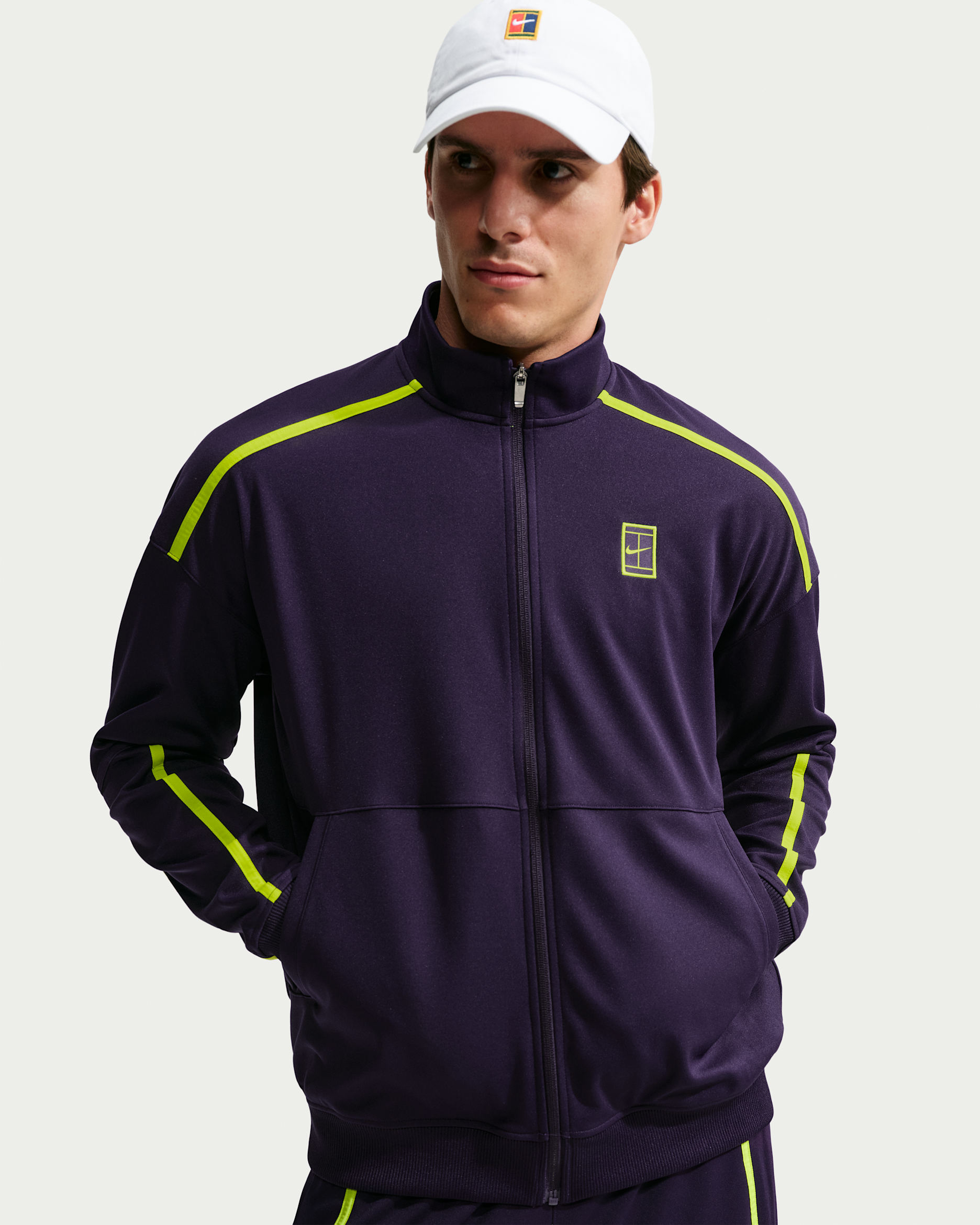 NikeCourt Heritage Men's Tennis Jacket - Purple Dynasty/Lemon Venom