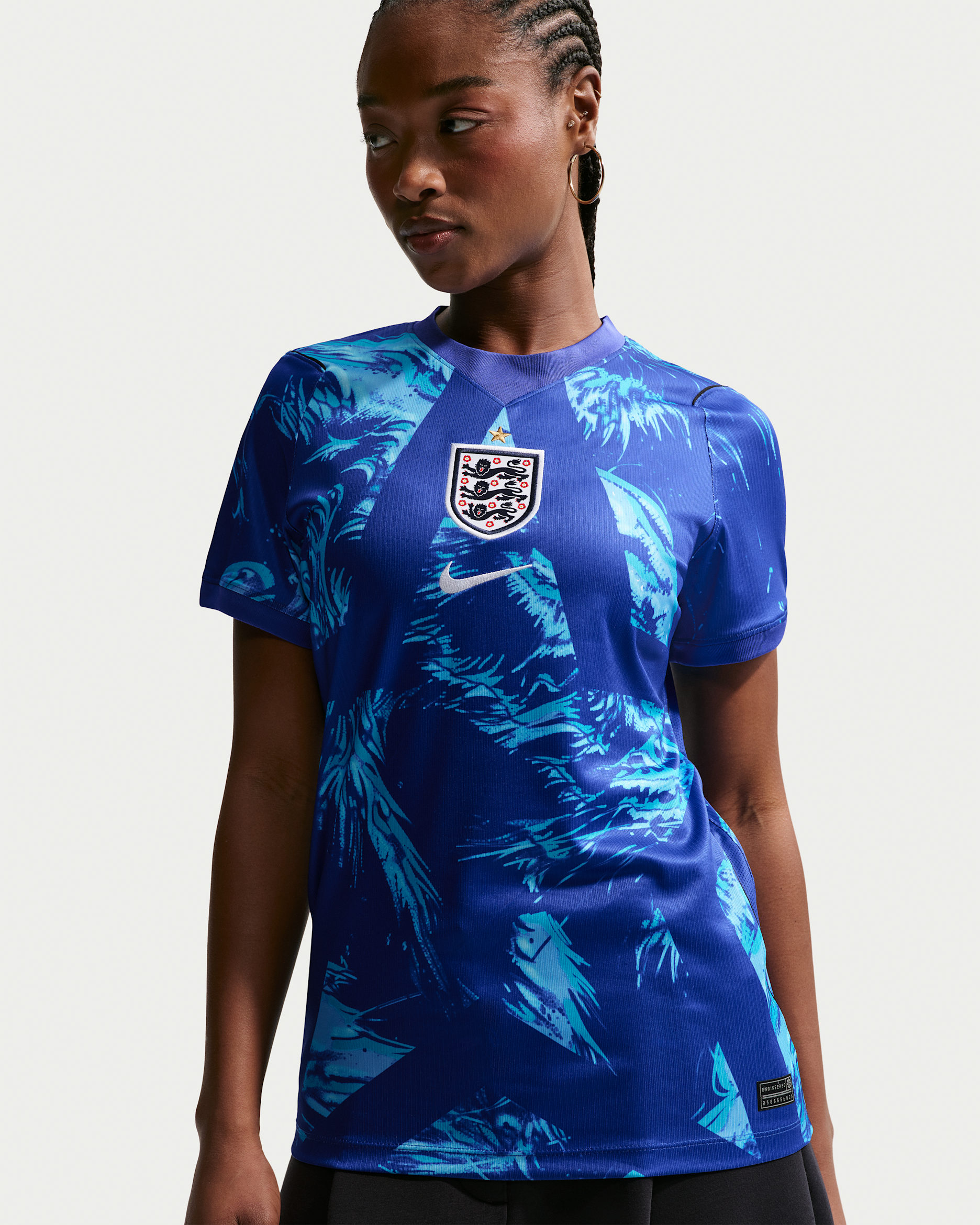 Kortermet England 2026 Stadium Goalkeeper Nike Replica Dri-FIT-fotballdrakt til herre - Astronomy Blue/Svart/Hvit