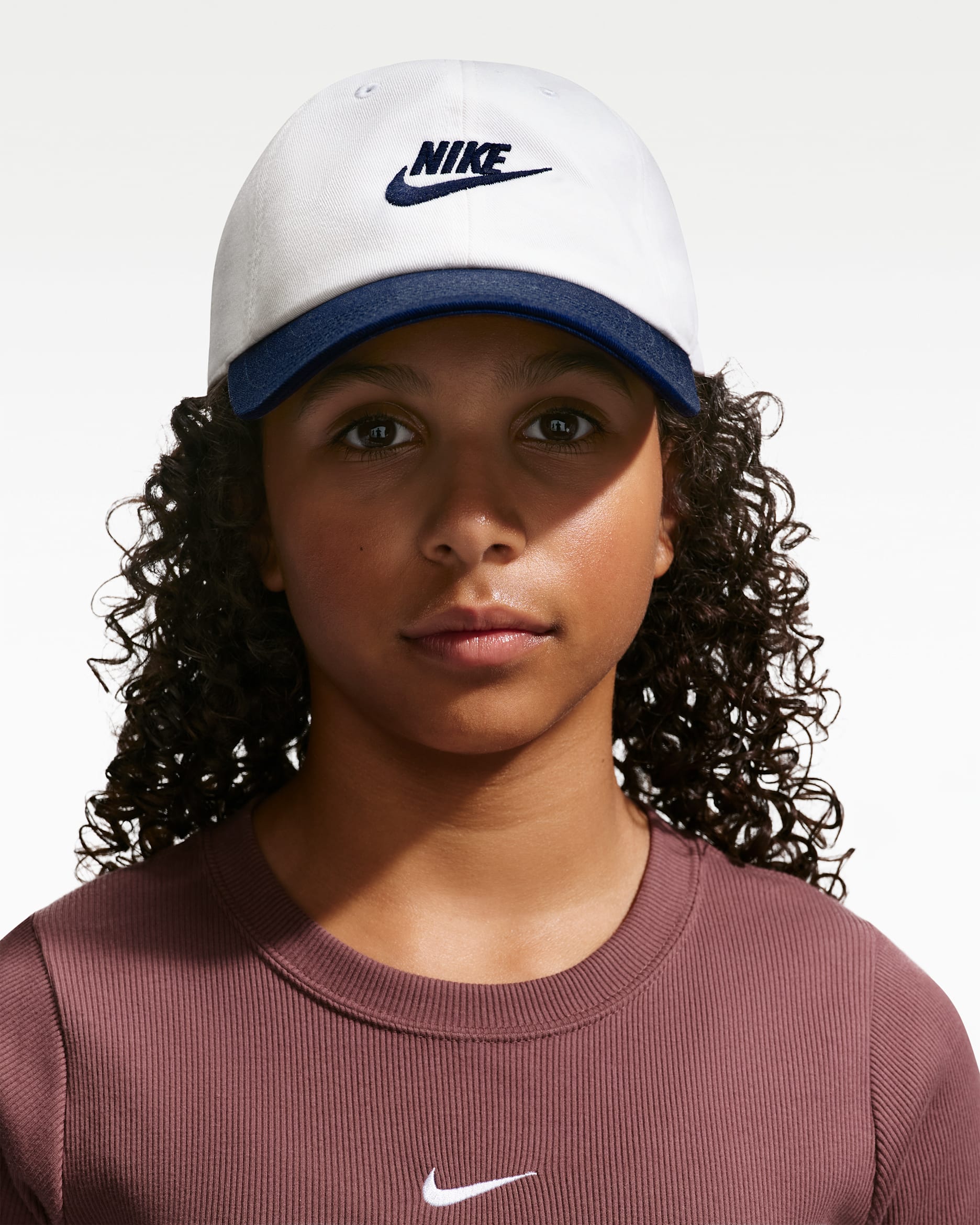Nike Club Kids' Unstructured Futura Wash Cap - White/Midnight Navy/Midnight Navy