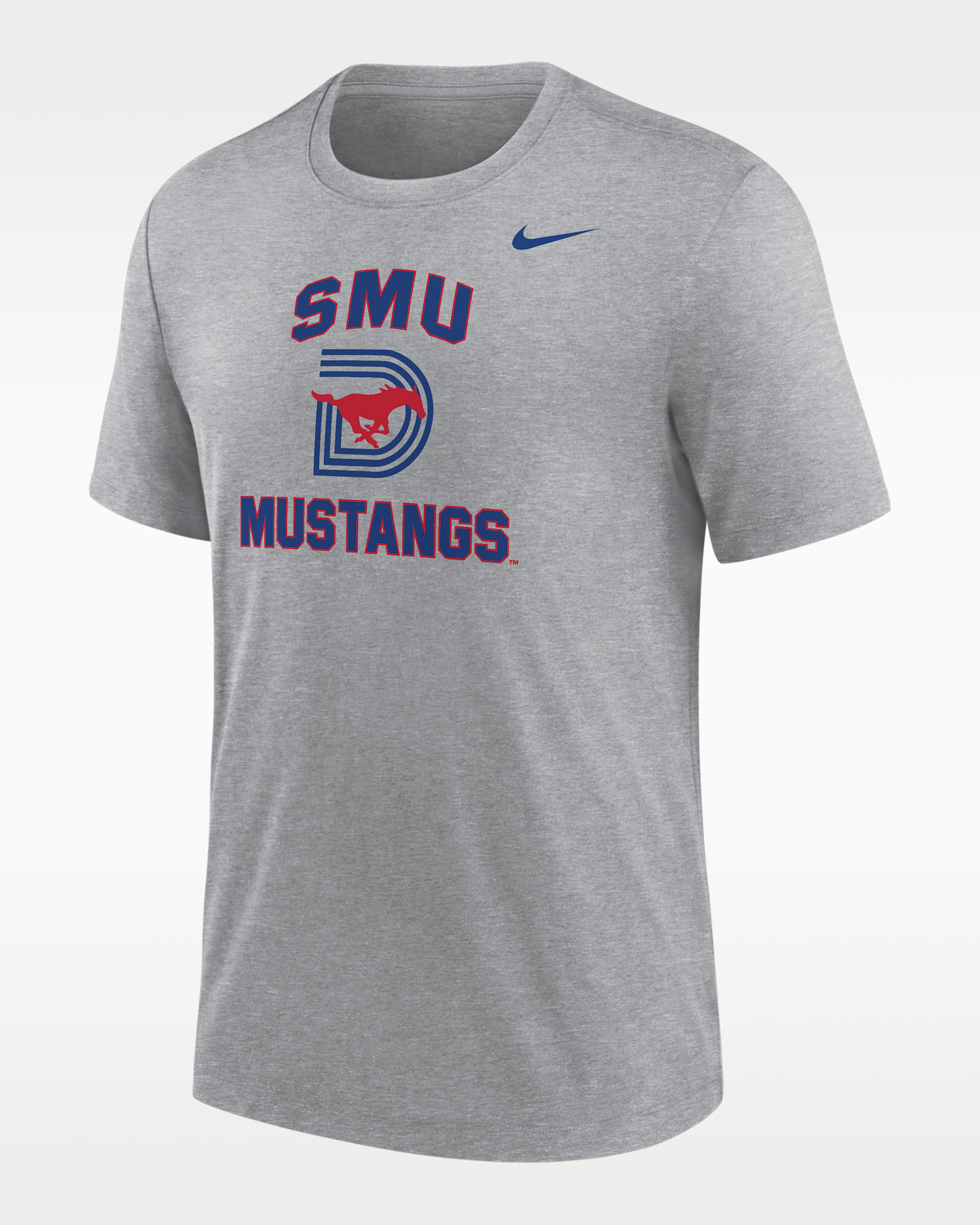 Playera de futbol americano Nike Tri-blend para hombre SMU Mustangs - Gris oscuro jaspeado