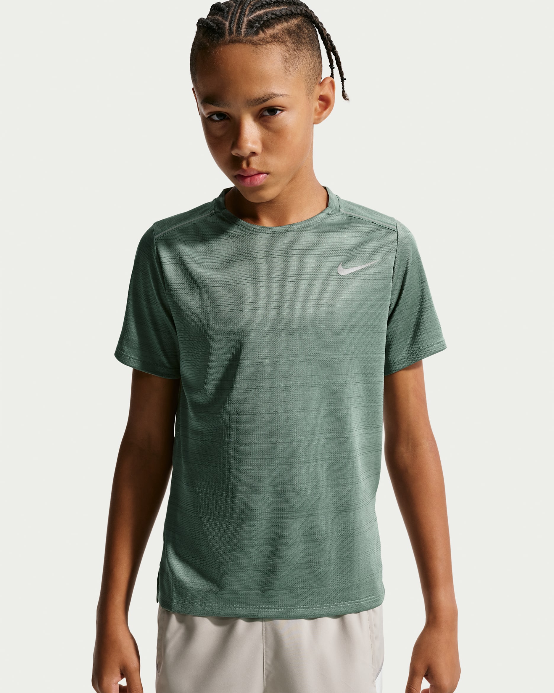 Nike Miler Older Kids' (Boys') Short-Sleeve Top - Clay Green